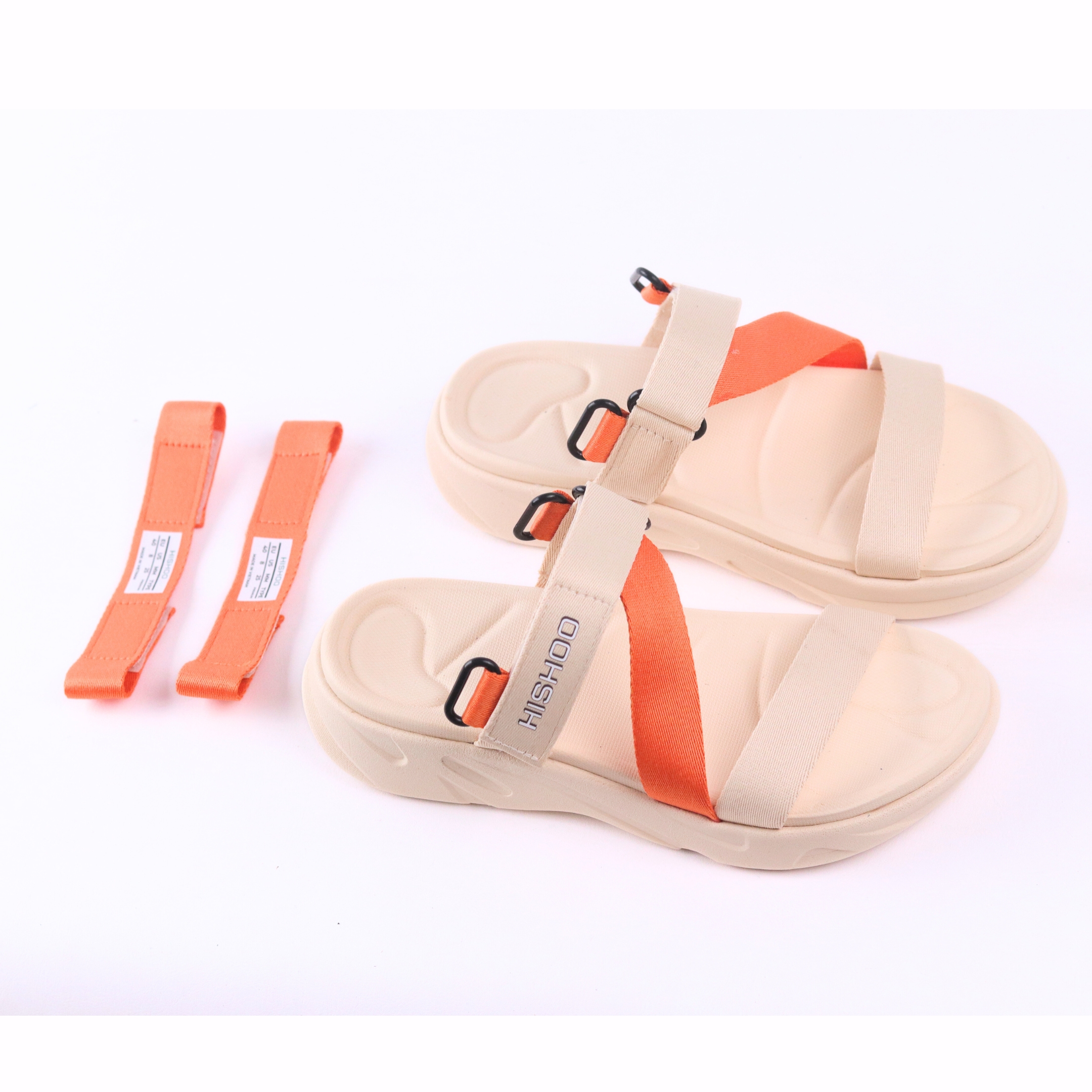 Mô tả Giày Sandal Dù Sport Nhẹ Êm Đi Học Đi Làm Đi Chơi Đế Cao 4 Cm Xé dán quai chéo quai dù nam, nữ HISHOO F001 - 9