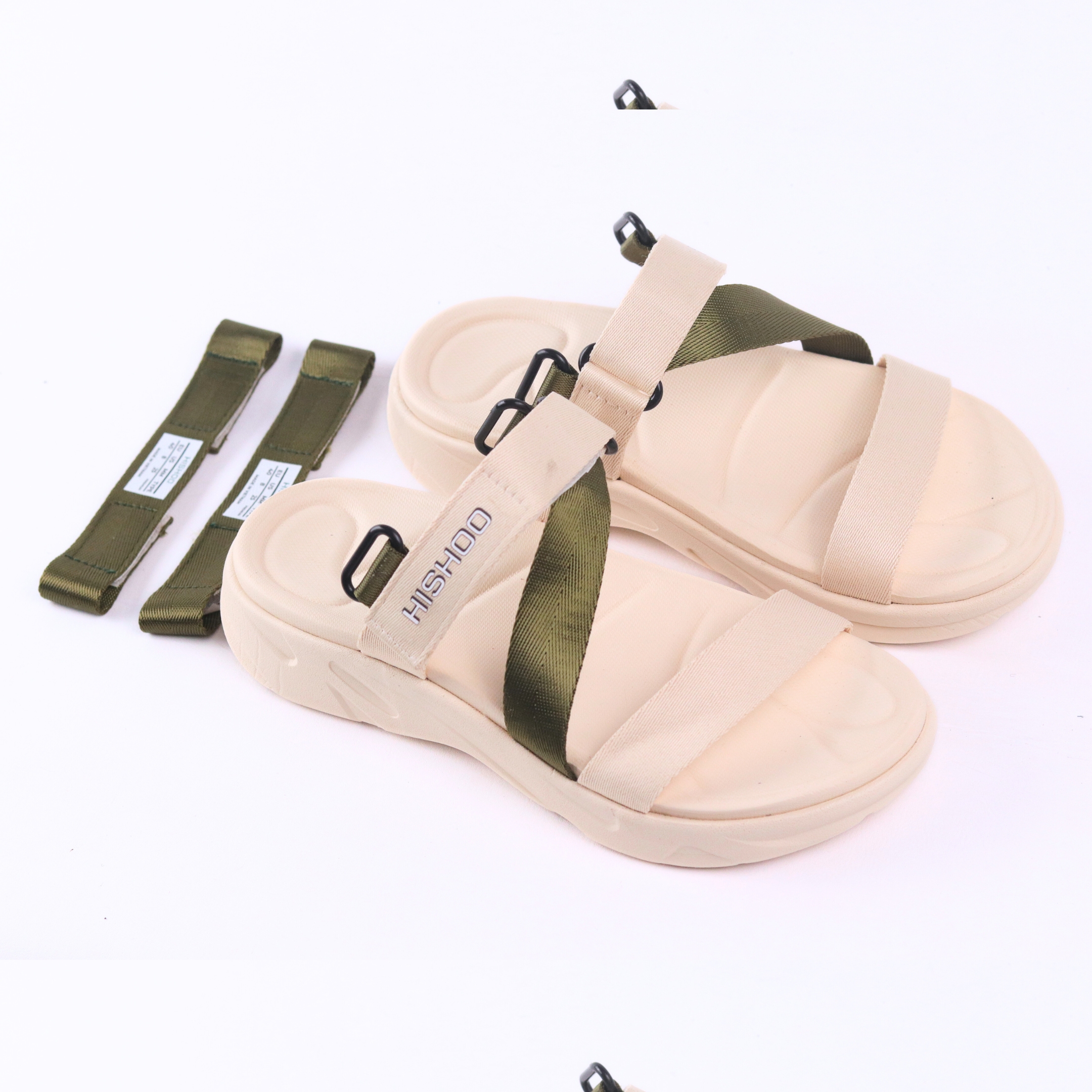 Mô tả Giày Sandal Dù Sport Nhẹ Êm Đi Học Đi Làm Đi Chơi Đế Cao 4 Cm Xé dán quai chéo quai dù nam, nữ HISHOO F001 - 11