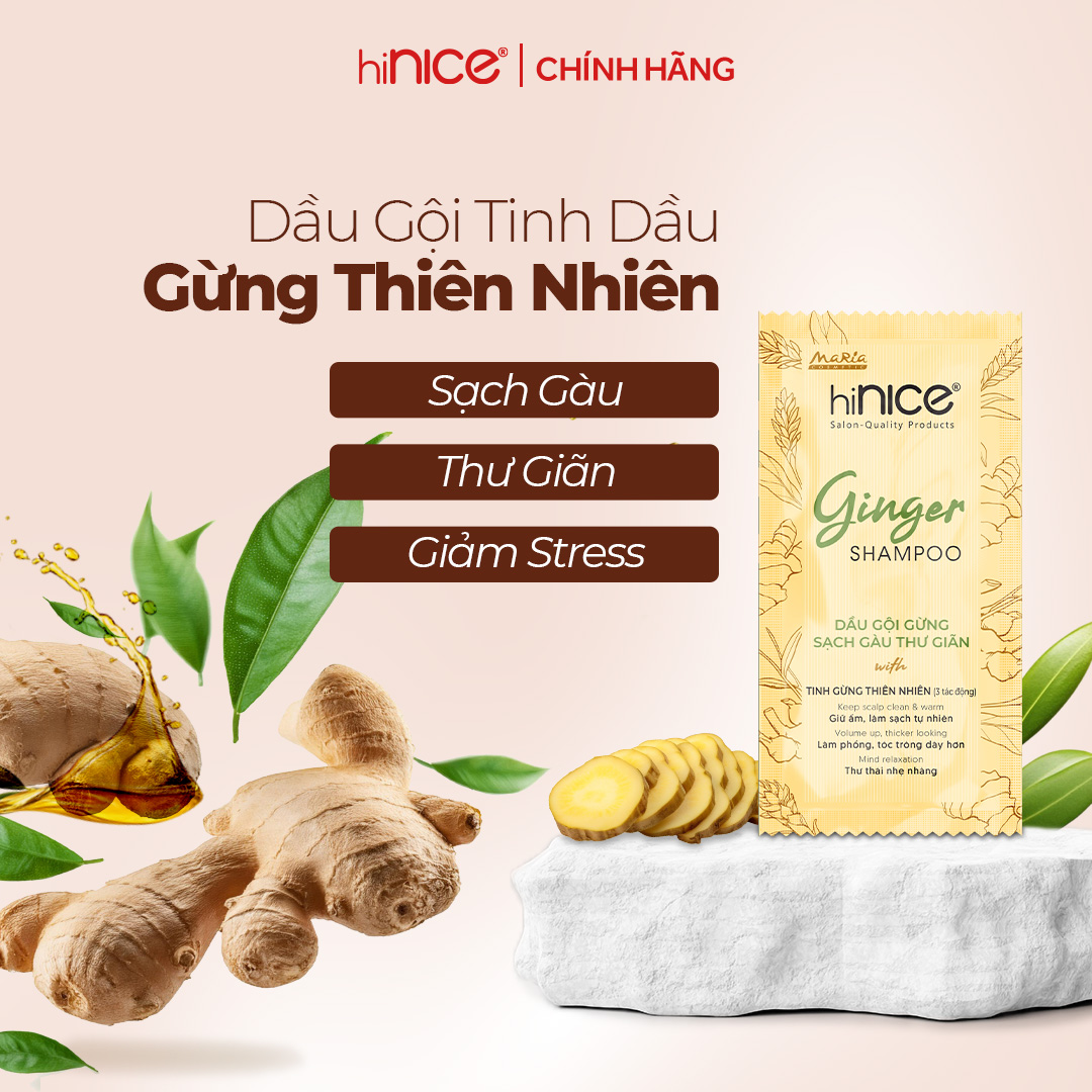 Mô tả Dây Dầu Gội Tinh Dầu Gừng Thiên Nhiên hiNICE Ginger Shampoo Hỗ Trợ Giữ Ẩm, Sạch Gàu Da Đầu - 2