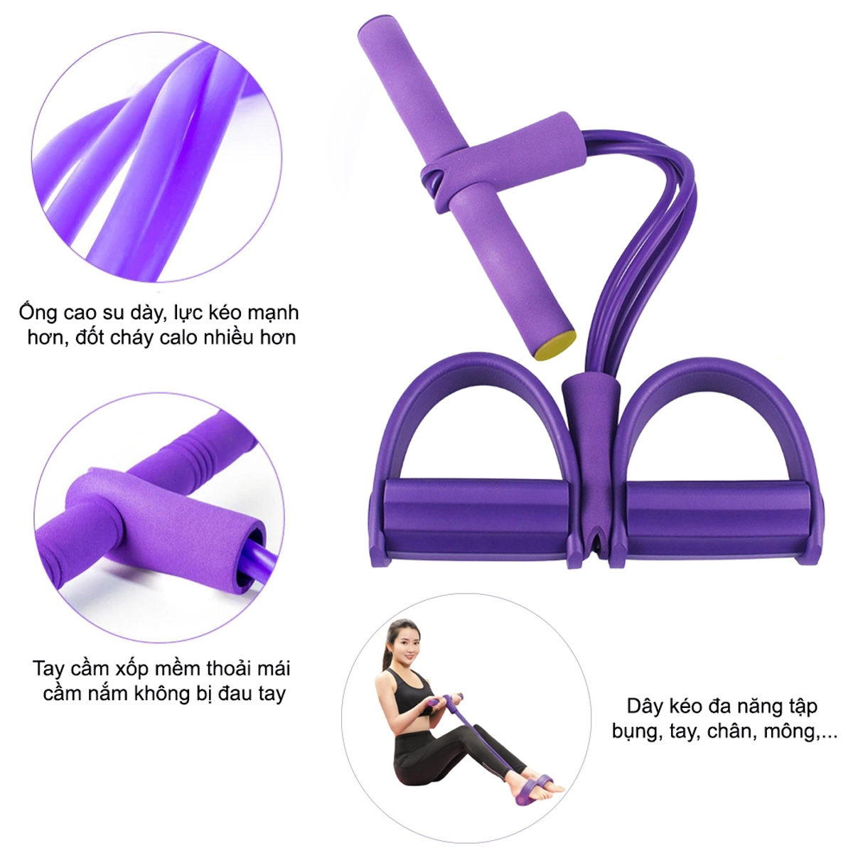 Mô tả Dây Tập Bụng, Dây Kéo Đàn Hồi Kháng Lực 4 Ống, 6 Ống Cao Su Tập Gym Toàn Thân Tại Nhà Chính Hãng Amalife - 5