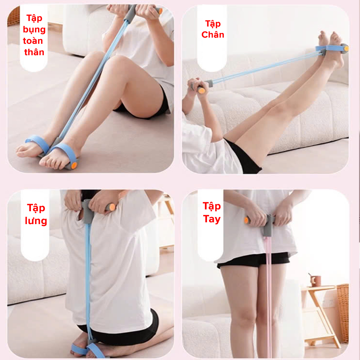 Mô tả Dây Tập Bụng, Dây Kéo Đàn Hồi Kháng Lực 4 Ống, 6 Ống Cao Su Tập Gym Toàn Thân Tại Nhà Chính Hãng Amalife - 7