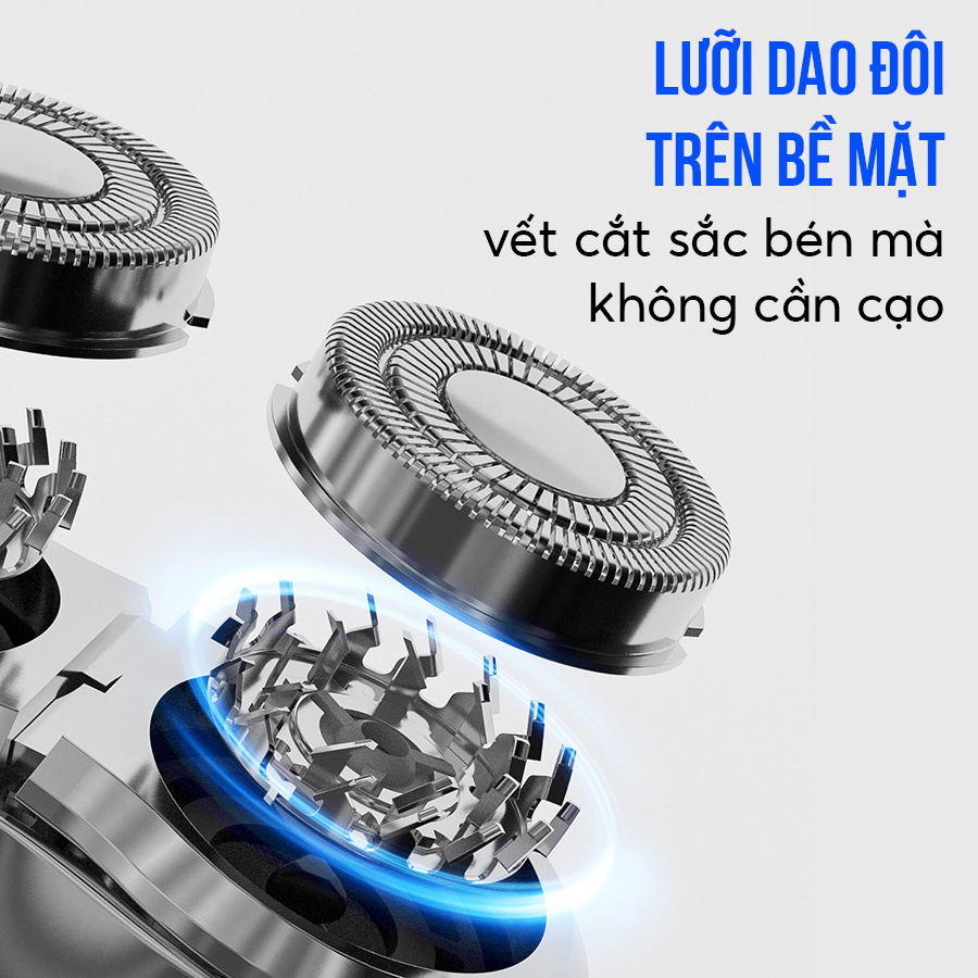 Mô tả máy cạo râu điện coclear HS208, Lưới dao kép 3D, sạc qua type-C, cạo ướt hay khô điều được, bảo hành 1 năm, sạc nhanh - 4