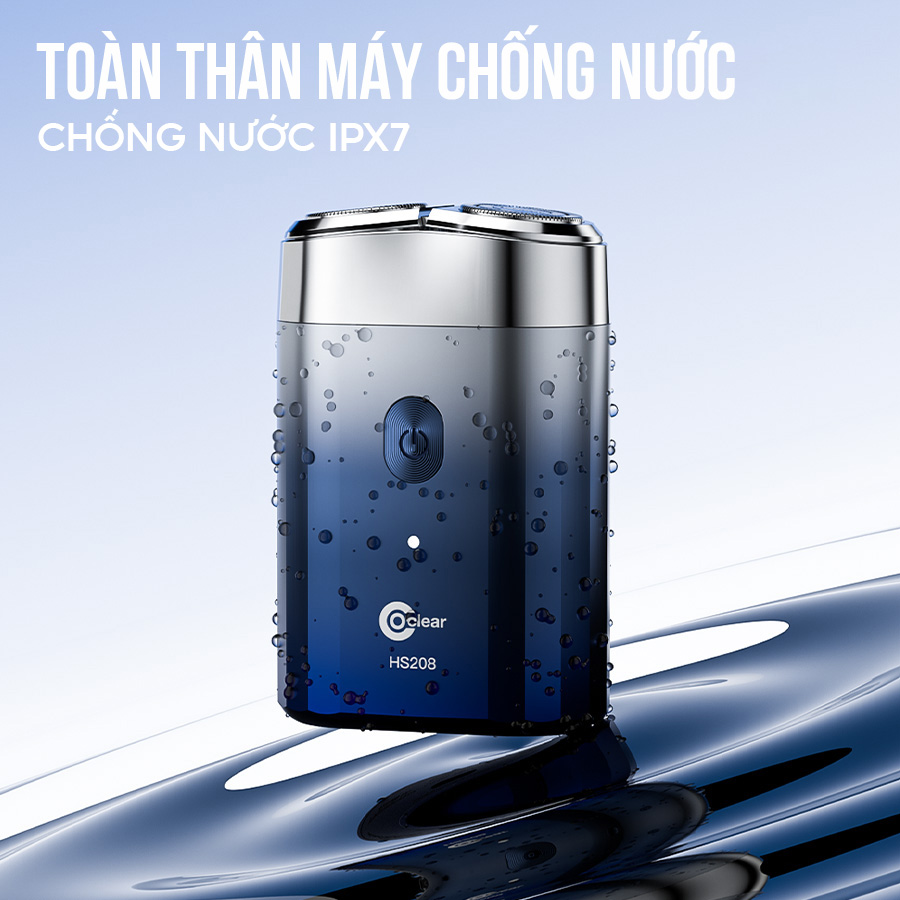 Mô tả máy cạo râu điện coclear HS208, Lưới dao kép 3D, sạc qua type-C, cạo ướt hay khô điều được, bảo hành 1 năm, sạc nhanh - 7