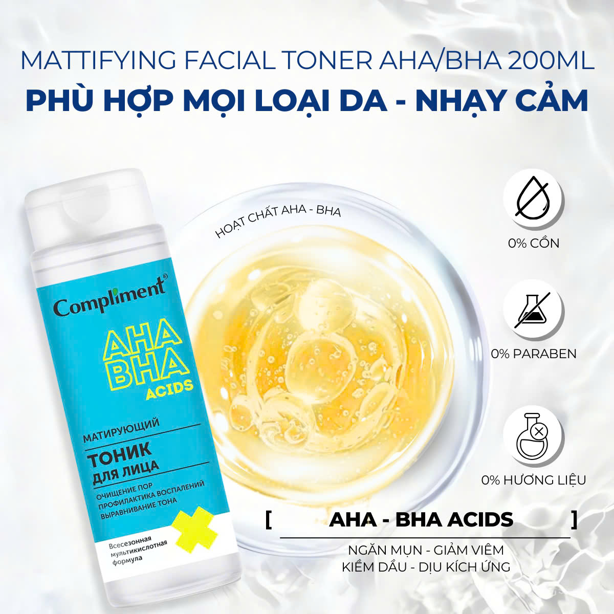Mô tả Toner Compliment No Problem Dưỡng Ẩm Nước Hoa Hồng Lotion Cho Mọi Loại Da, Dầu Mụn 180ml - 4