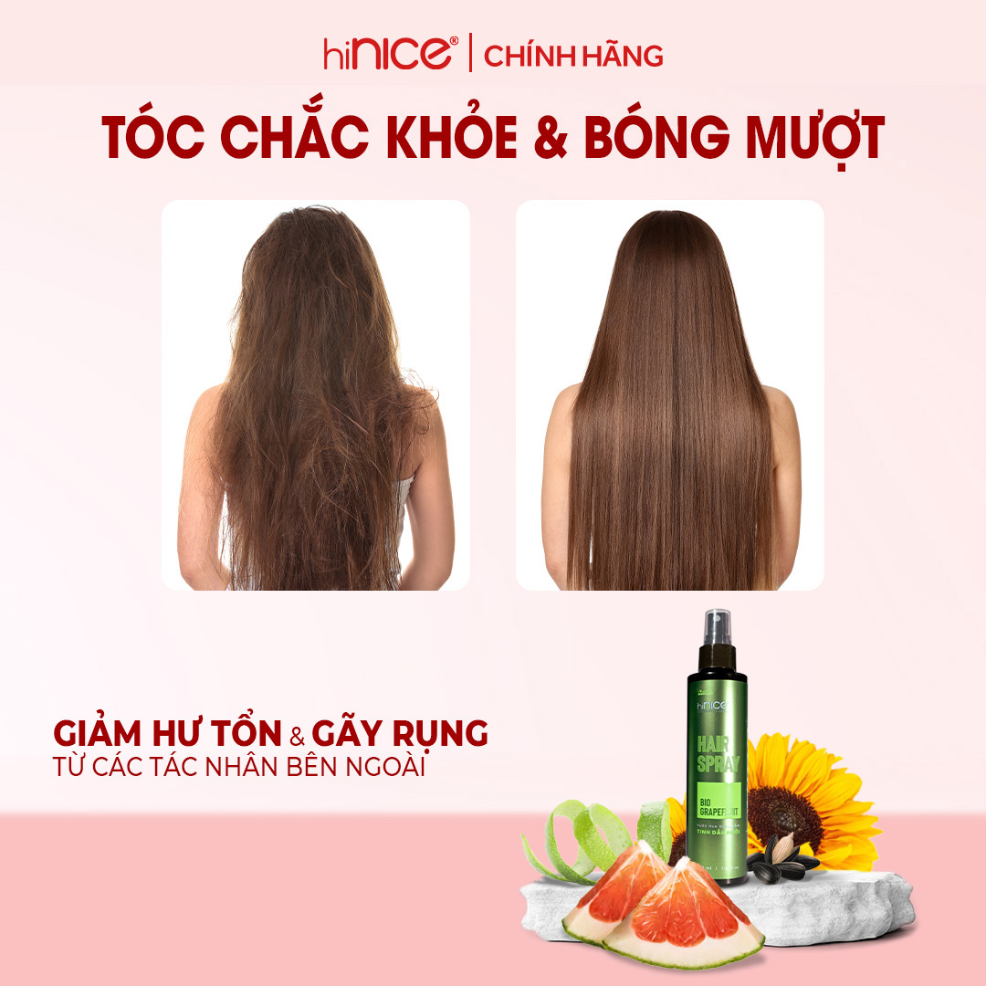 Mô tả Xịt Dưỡng Ẩm Bảo Vệ Tóc Tinh Dầu Vỏ Bưởi hiNICE Hair Spray Bio Grapefruit - 3