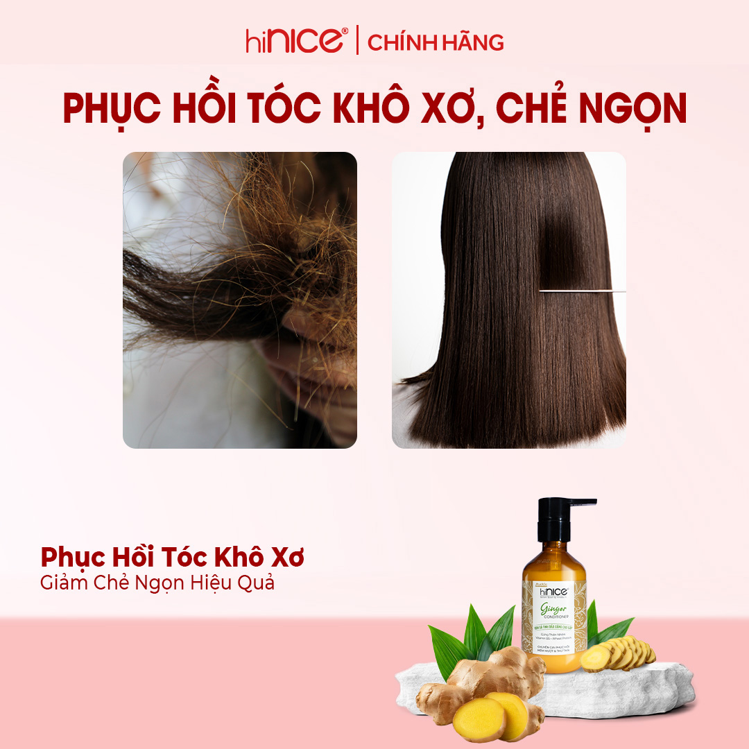 Mô tả Kem Xả Tinh Dầu Gừng Thiên Nhiên hiNICE Ginger Conditioner Hỗ Trợ Phục Hồi Tóc Khô Xơ, Chẻ Ngọn - 1