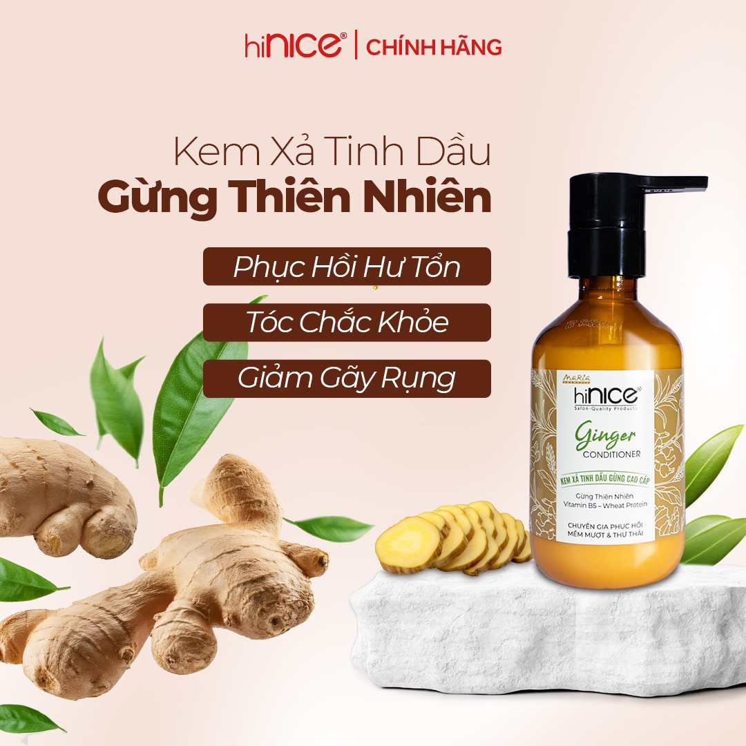 Mô tả Bộ Gội Xả Tinh Dầu Gừng Thiên Nhiên hiNICE Ginger Hỗ Trợ Phục Hồi Tóc Khô Xơ, Sạch Gàu - 4