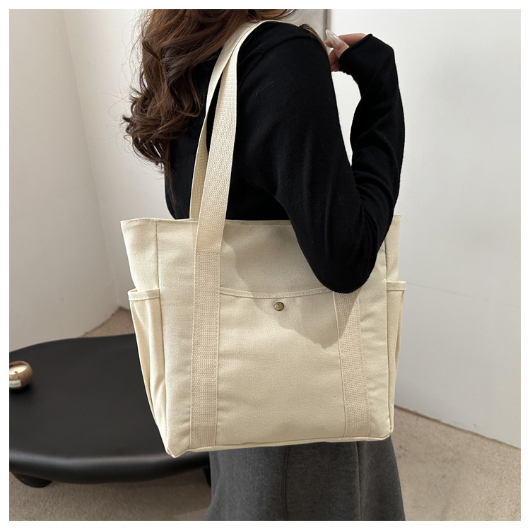 Mô tả Túi tote túi vải canvas HARAS có ngăn phụ túi đeo vai đi học đi chơi thời trang Hàn Quốc đựng vừa khổ A4 laptop - 1