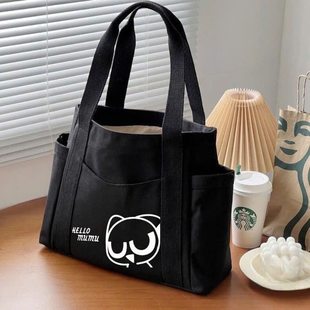 Mô tả Túi tote túi vải canvas HARAS có ngăn phụ túi đeo vai đi học đi chơi thời trang Hàn Quốc đựng vừa khổ A4 laptop - 3