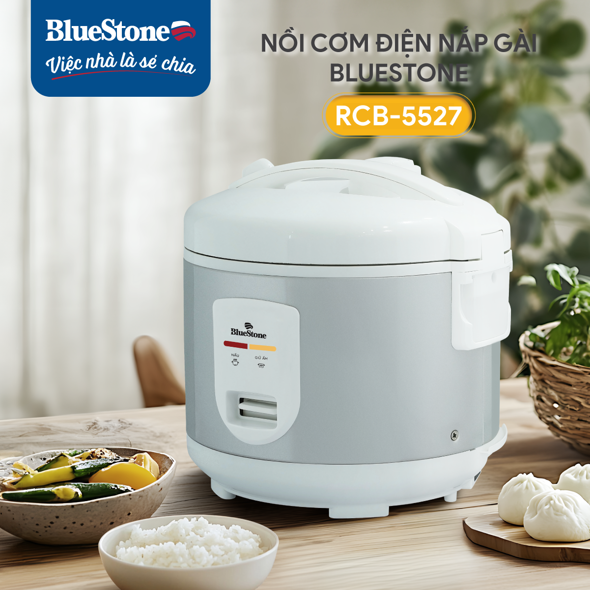 Mô tả Nồi Cơm Nắp Gài BlueStone RCB-5527 - 1,8 lít - 700W Lòng dày 1,5mm - 7
