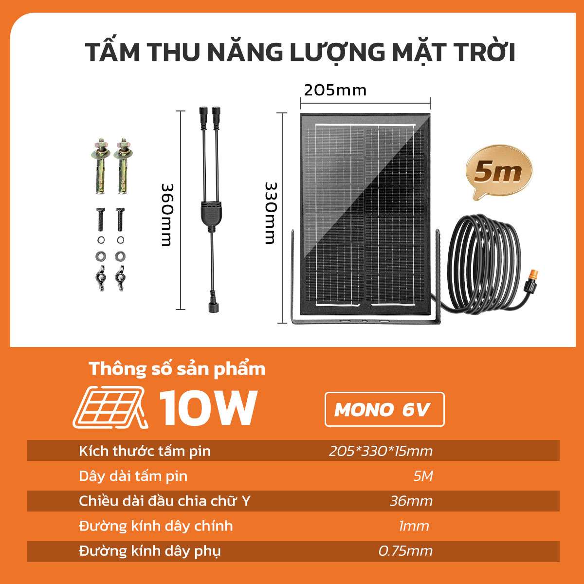 Mô tả Tấm Thu Năng Lượng Mặt Trời Mono MODI SOLAR Hiệu Suất Sạc Nhanh Phù Hợp Cho Đèn Pha Tấm Pin Trên 20W - 1