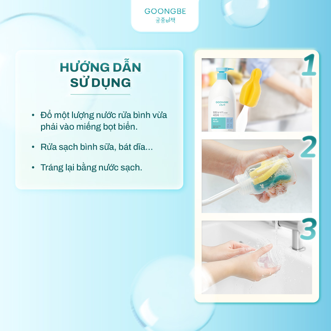 Mô tả Combo 2 Nước Rửa Bình Sữa Và Chén Bát Kháng Khuẩn Đậm Đặc, Thành Phần Thiên Nhiên - GOONGBE Chính Hãng - 7
