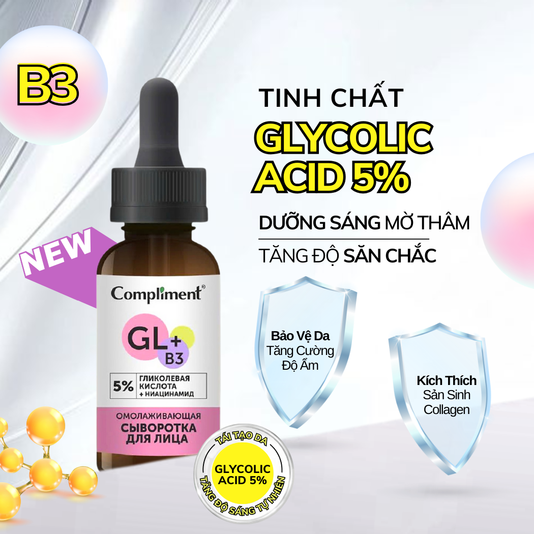 Mô tả Serum Compliment 2% BHA Hyaluronic Acid B5 5% Vitamin C 20% Làm Sạch Da, Giảm Mụn Trắng Da 27ml - 2