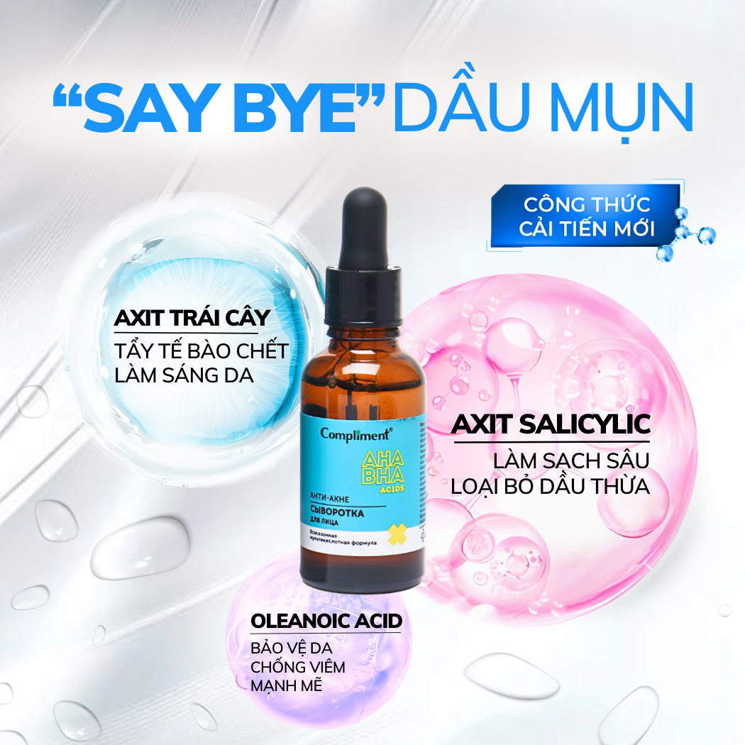 Mô tả Serum Compliment 2% BHA Hyaluronic Acid B5 5% Vitamin C 20% Làm Sạch Da, Giảm Mụn Trắng Da 27ml - 3