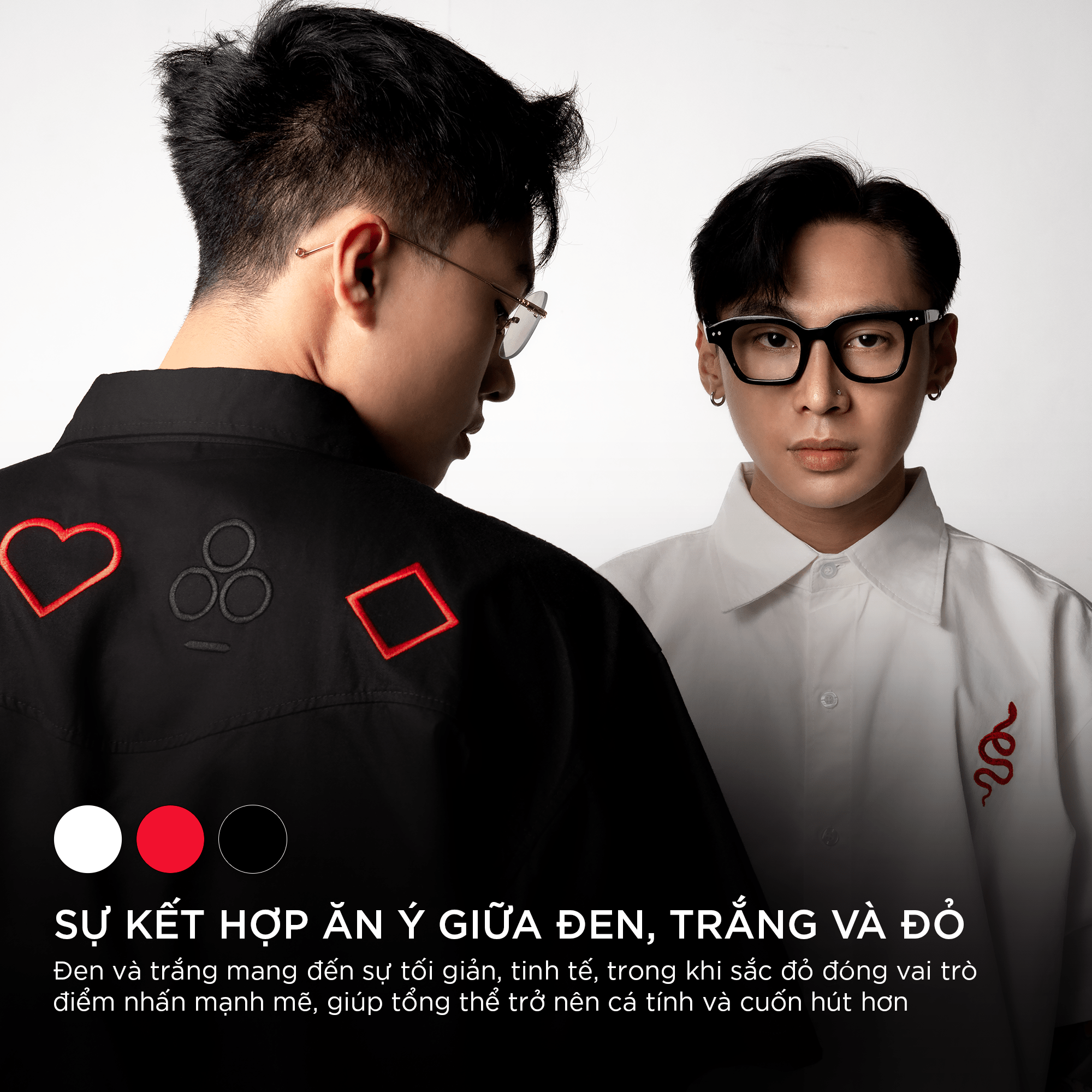 Áo sơ mi thêu chỉ đỏ
