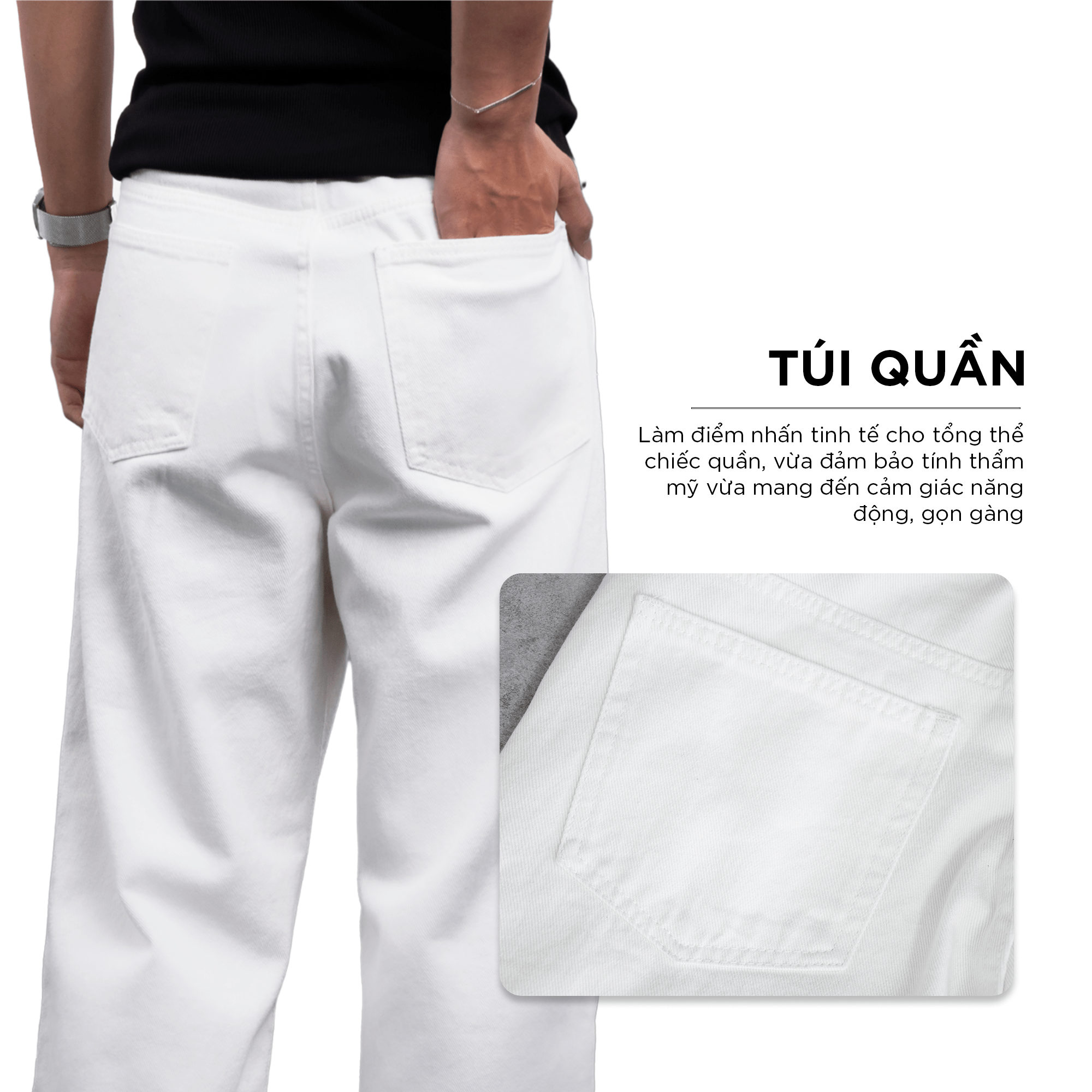 Mô tả Quần jeans dài nam REVAL ống rộng xếp ly CAPMAN CLUB, thoải mái đi học - đi làm - đi chơi - 5