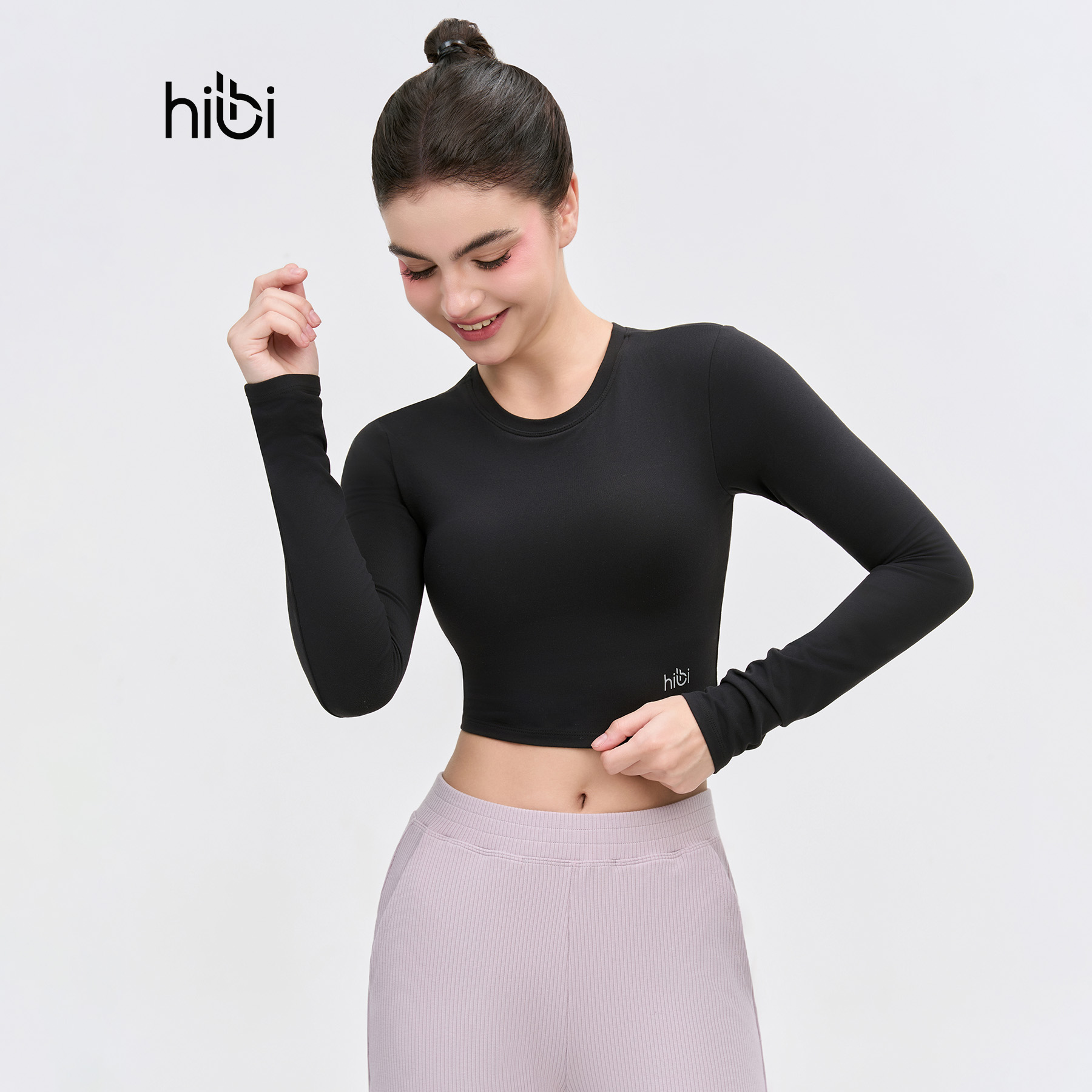 Mô tả Áo Tập Yoga Gym Hibi Sports CR832 Kiểu Tay Dài Cổ Tròn, Kèm Mút Ngực - 1