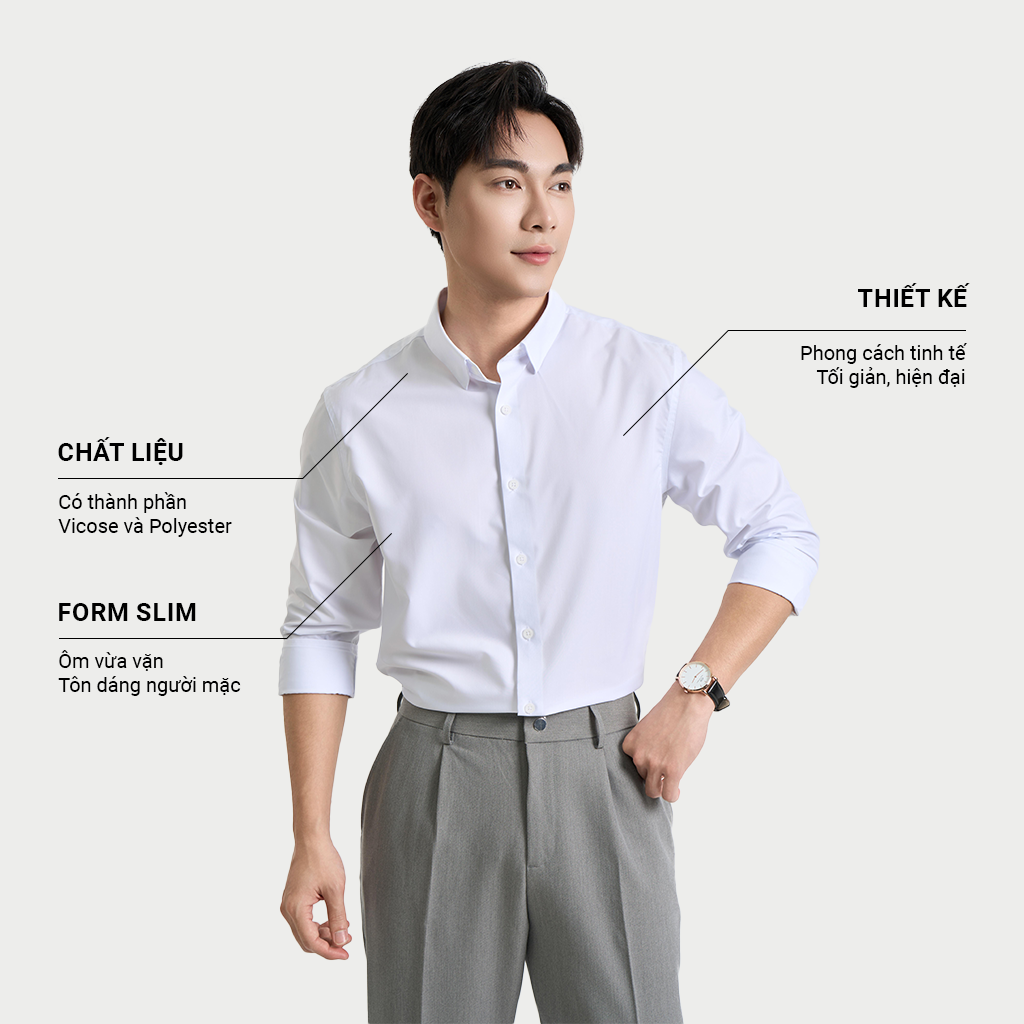 Mô tả Áo Sơ Mi Dài Tay Nam KRIK Form Slimfit Chất Liệu Polyester Cao Cấp Thiết Kế Tối Giản Dễ Phối Đồ SD3196 - 1