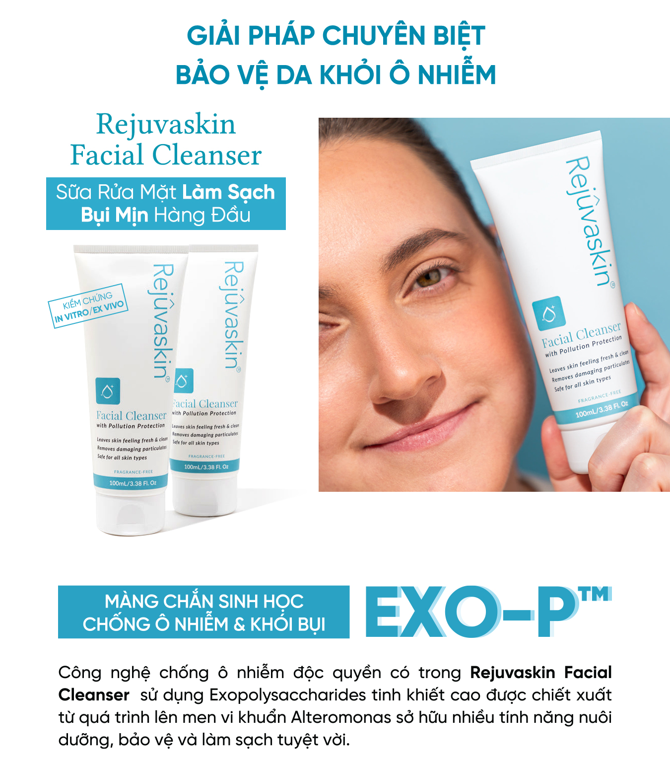 Mô tả Sữa Rửa Mặt Loại Bỏ Bụi Mịn, Ngừa Mụn, Sáng Da Rejuvaskin Facial Cleanser 100ml - 6