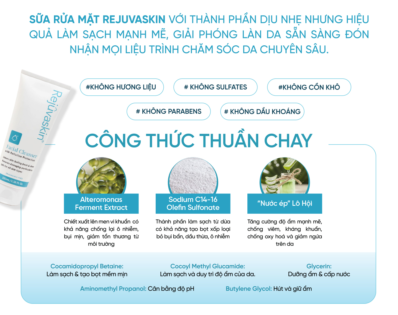 Mô tả Sữa Rửa Mặt Loại Bỏ Bụi Mịn, Ngừa Mụn, Sáng Da Rejuvaskin Facial Cleanser 100ml - 9
