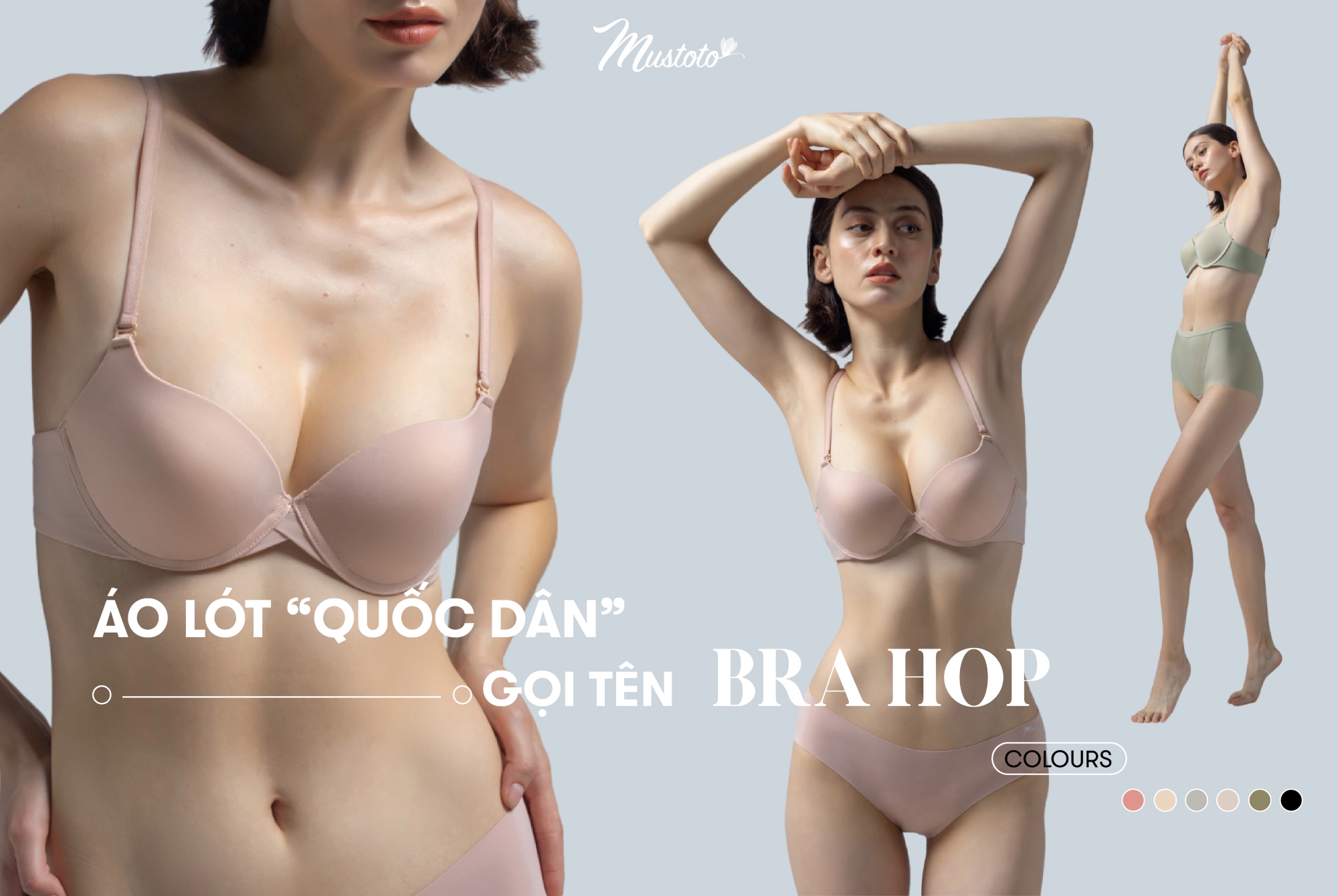 Mô tả Áo Lót Nữ Bra Mustoto Nâng Ngực Có Gọng Mút Vừa 2cm Bra Hop (MA26) - 1