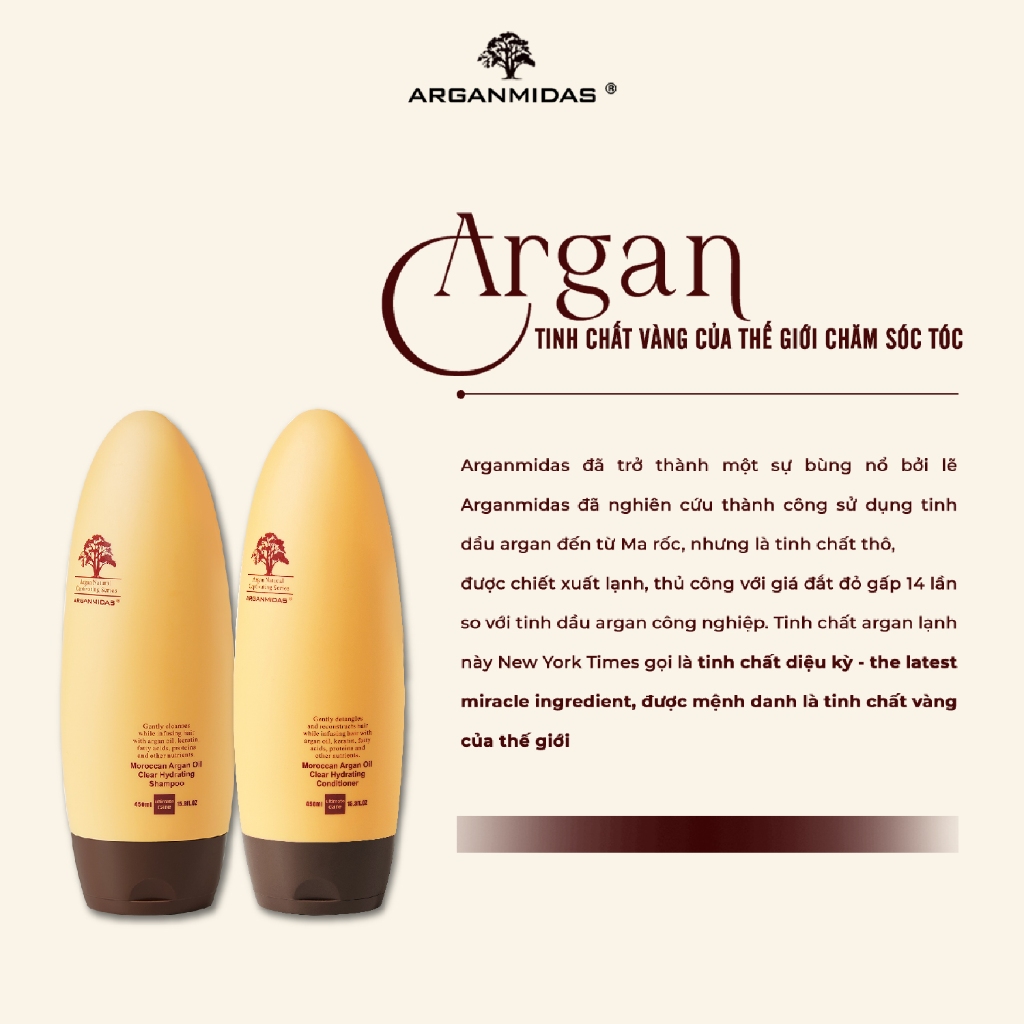 Mô tả Cặp dầu gội xả dưỡng tóc Arganmidas tinh chất Argan Oil cao cấp cho tóc khô xơ rối suôn mượt 450ml - 1