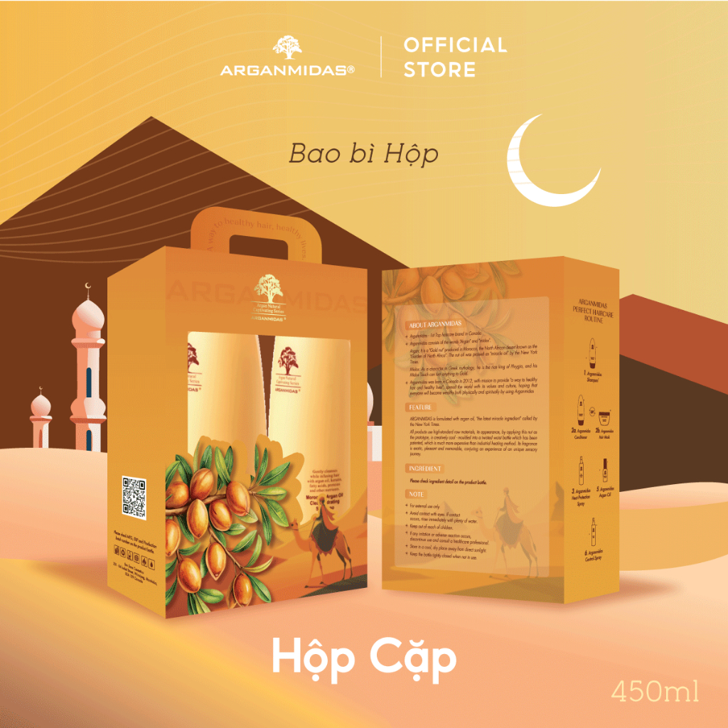 Mô tả Cặp dầu gội xả dưỡng tóc Arganmidas tinh chất Argan Oil cao cấp cho tóc khô xơ rối suôn mượt 450ml - 6