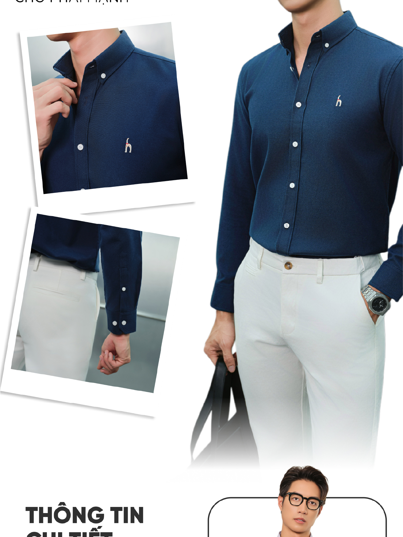 Mô tả Áo sơ mi nam tay dài SEASON "BA" thêu logo, vải Oxford cao cấp, thoáng mát, đứng form - HUSSIO - 7