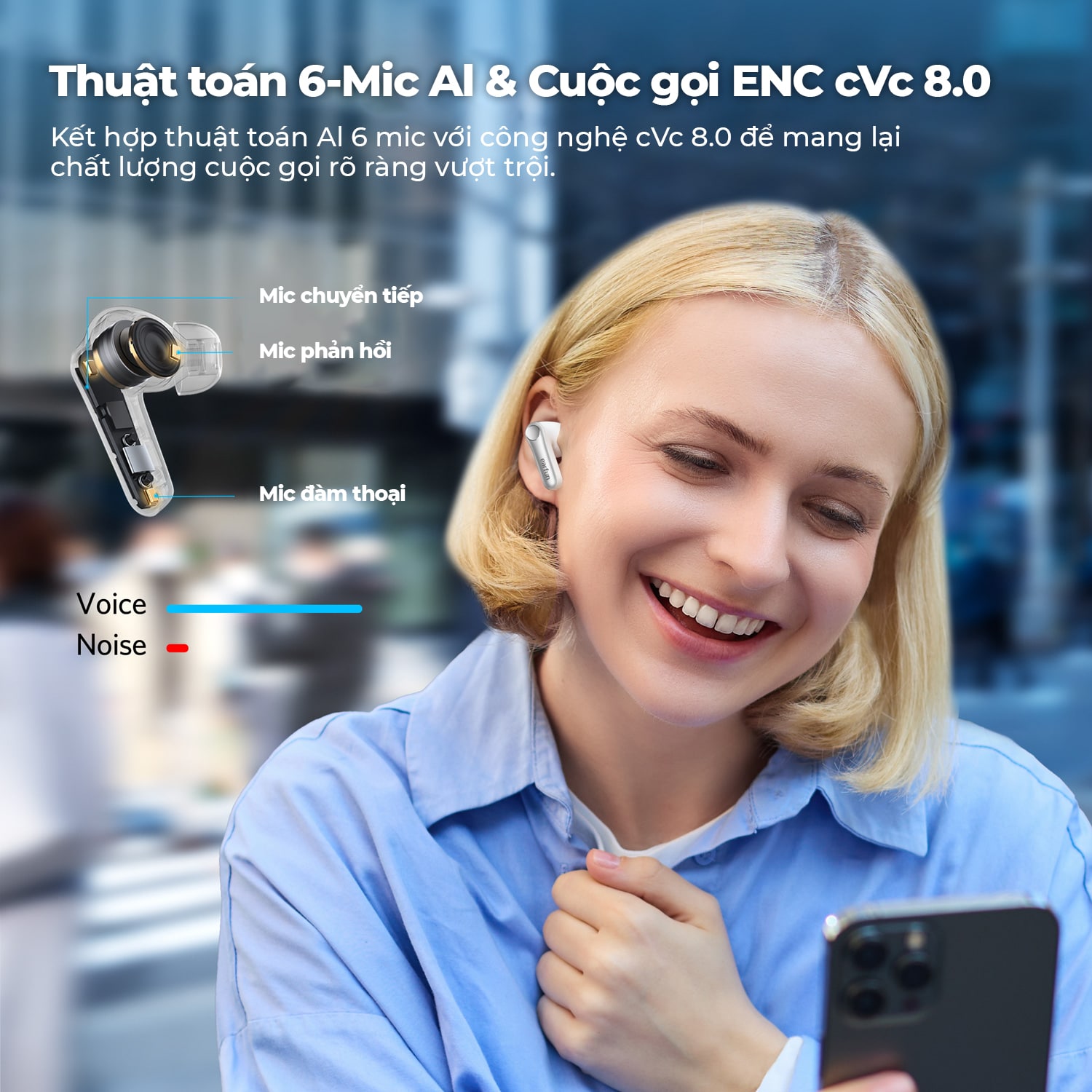 Mô tả Tai nghe True Wireless Earfun Air Pro 4 bluetooth 5.4 chống ồn Ultra ANC 50dB âm LDAC Aptx Lossless - 5