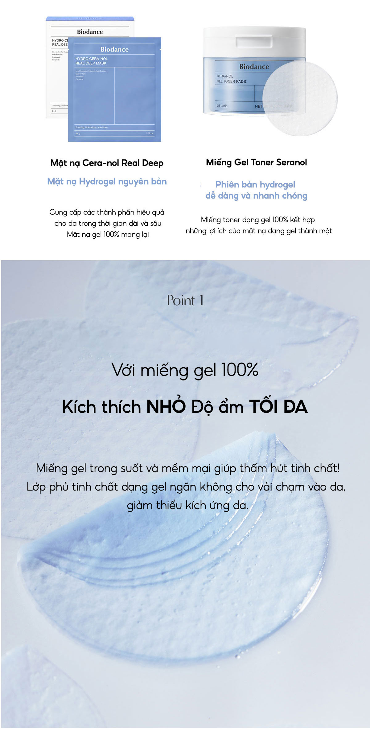 Mô tả BIODANCE Toner Pad Dạng Gel Cấp Ẩm Cho Da Ẩm Mượt Rạng Rỡ Cera-nol Gel Toner Pads 140g (60pads) - 3