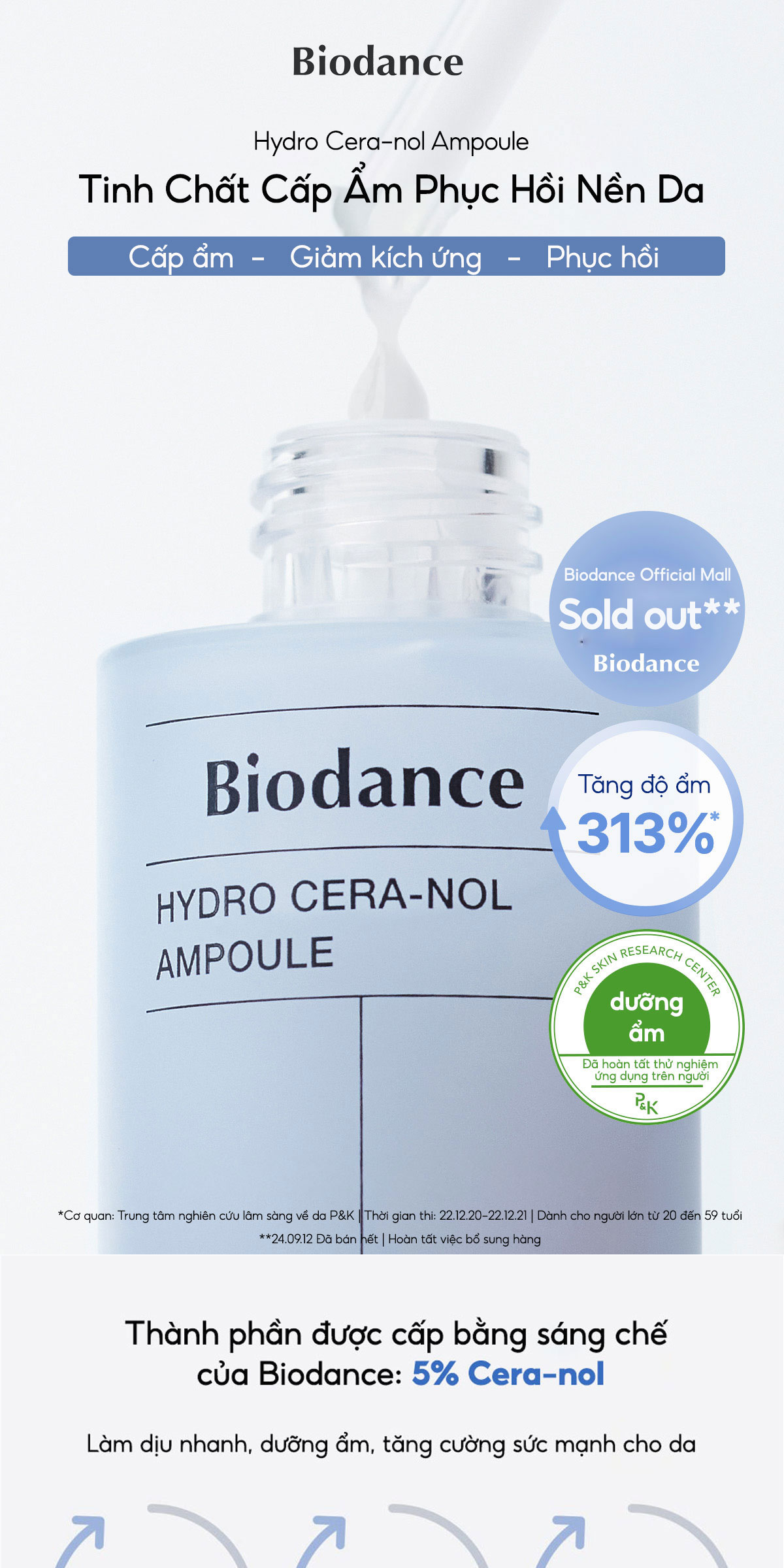 Mô tả BIODANCE Tinh Chất Cấp Ẩm Phục Hồi Nền Da Giảm Kích Ứng Giúp Da Mịn Màng Căng Mọng Hydro Cera-Nol Ampoule 50ml - 1