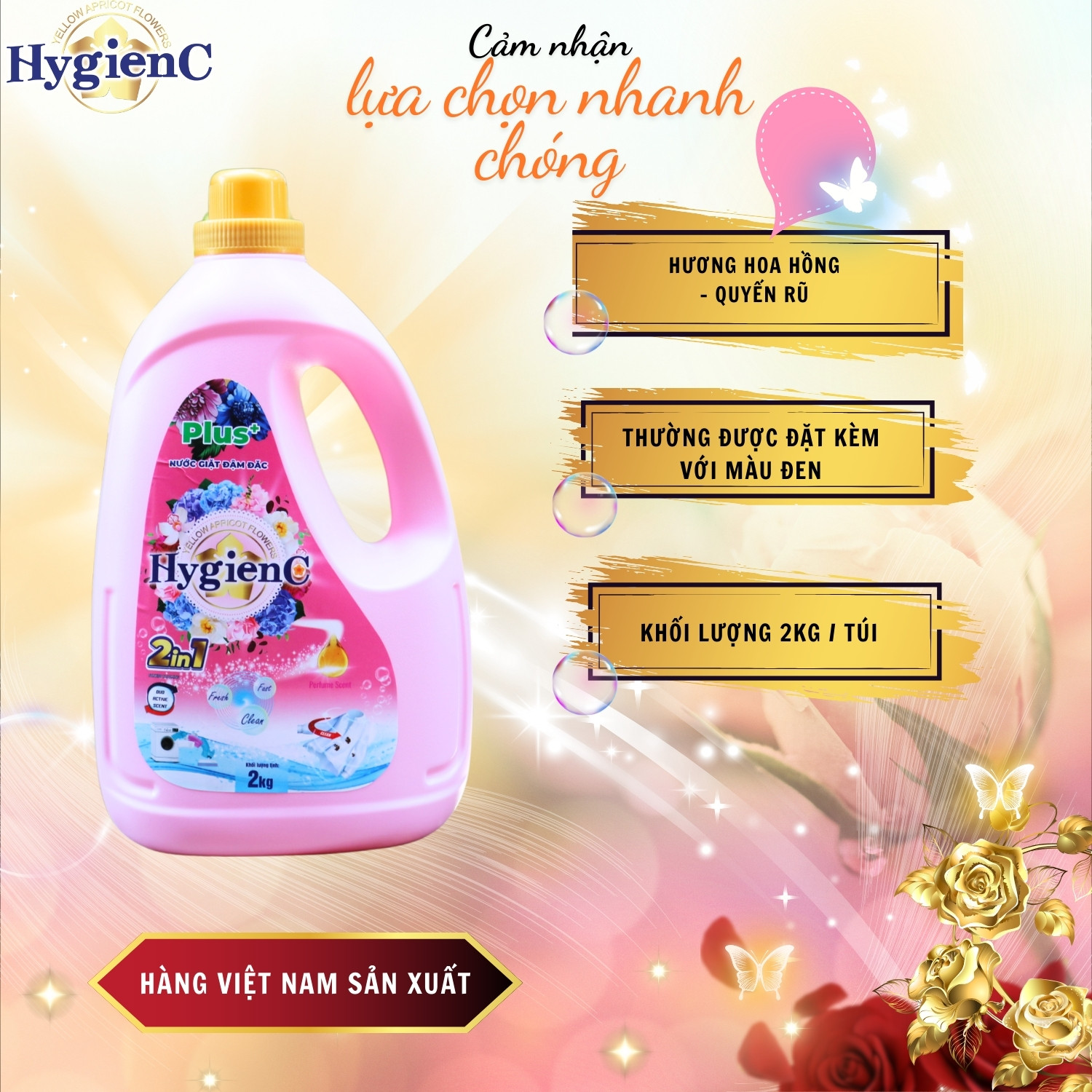 Mô tả Nước giặt xả HygienC Plus+ 2 trong 1 - Khối lượng 2Kg - CB2C1 - 3