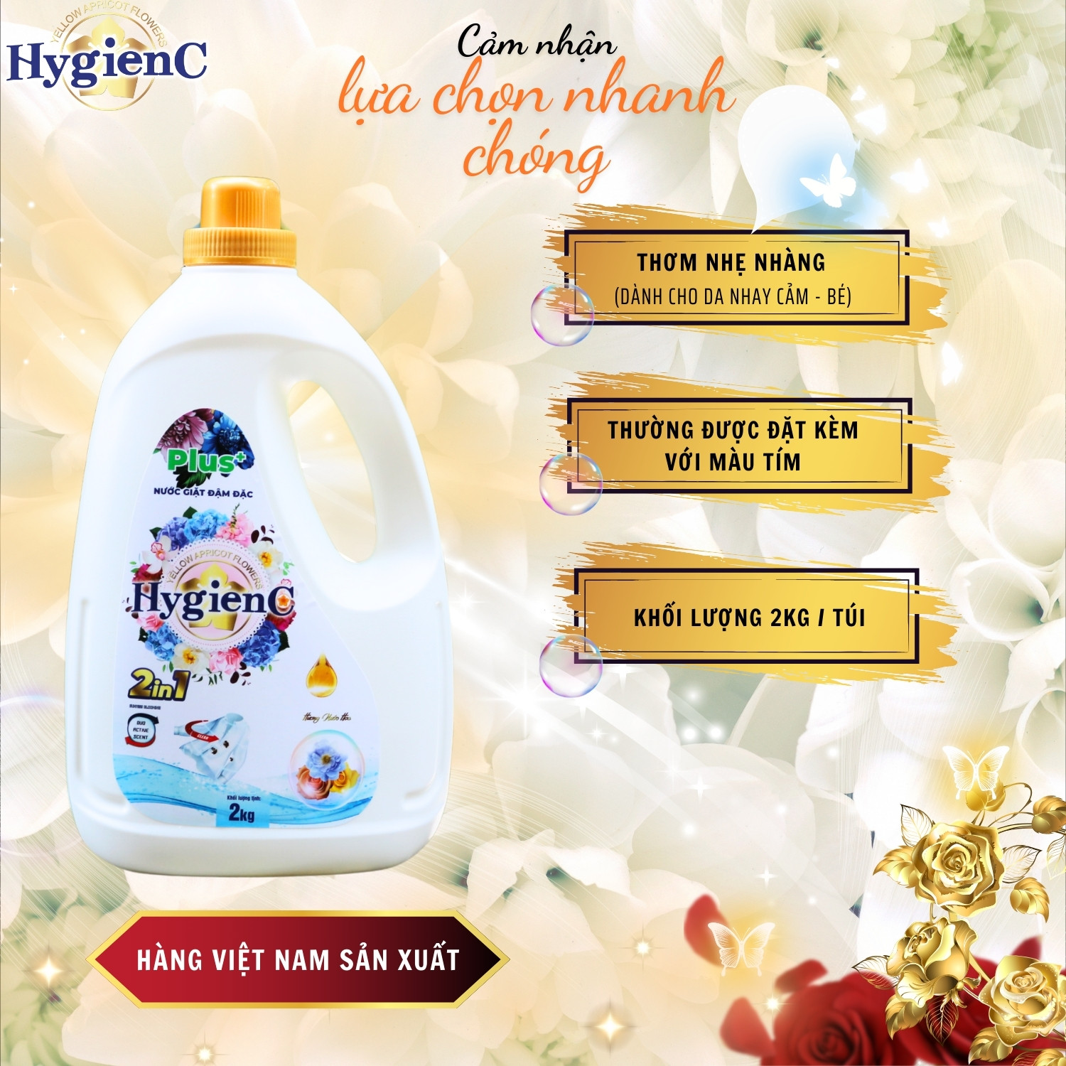 Mô tả Nước giặt xả HygienC Plus+ 2 trong 1 - Khối lượng 2Kg - CB2C1 - 4