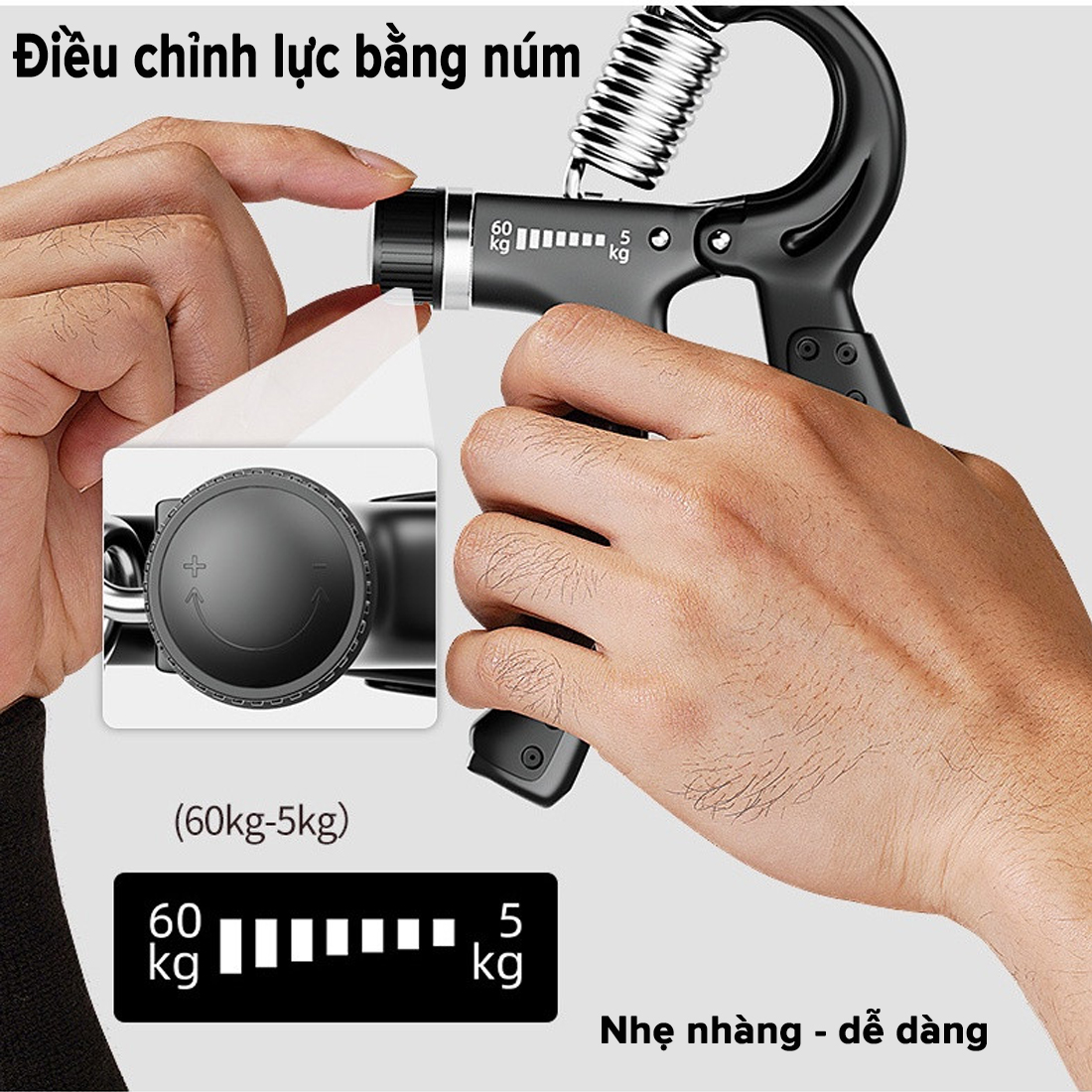 Mô tả Combo Dây Nhảy Tốc Độ PVC Dày 6mm Dài 3m + Kìm Bóp Tay Đếm Số Tự Động Kháng Lực 5 - 60kg Chính Hãng Amalife - 8