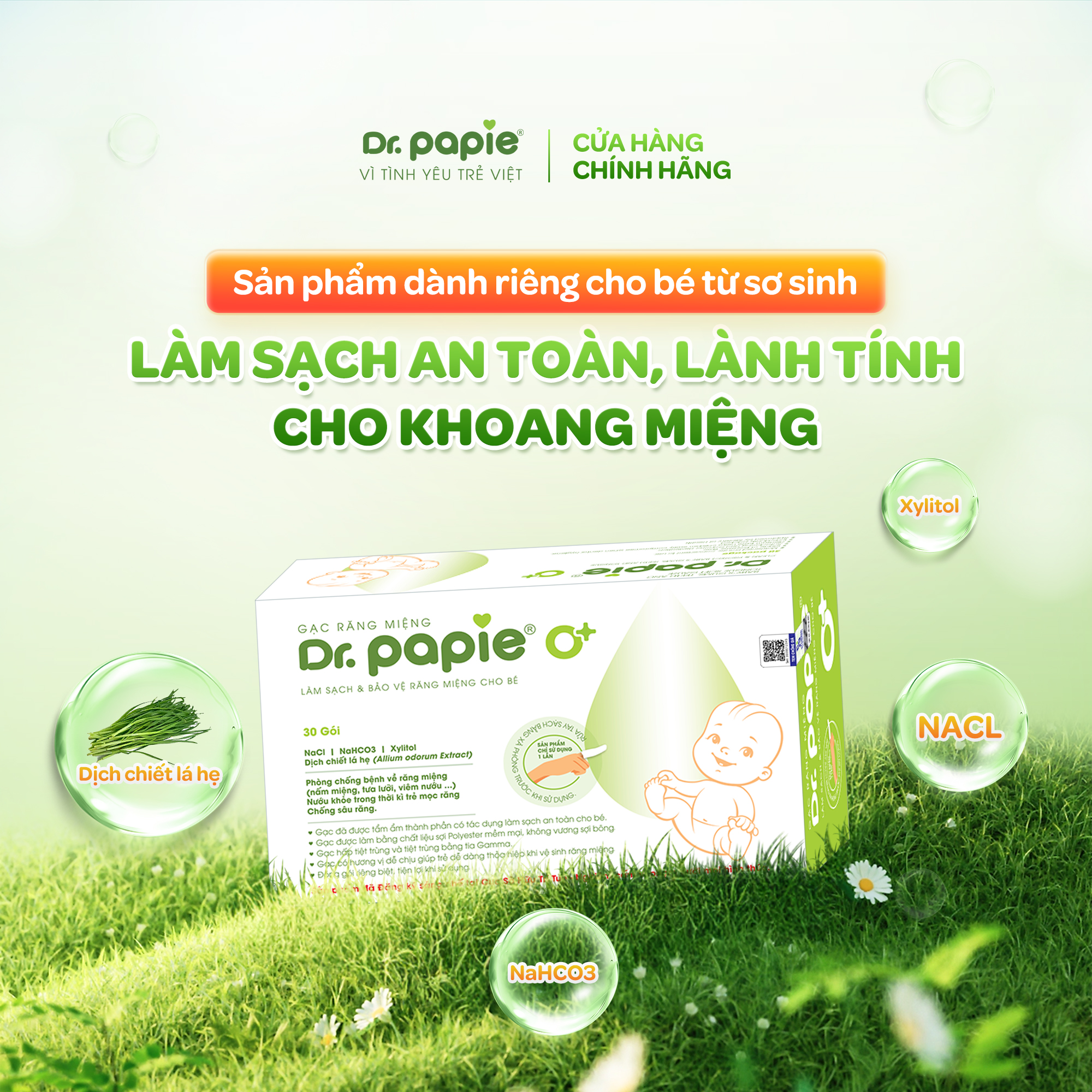 Mô tả 2 Hộp Gạc Rơ Lưỡi Dr.Papie Tiêu Chuẩn 5SAO, Làm Sạch Răng, Lưỡi, Nướu và Khoang Miệng Cho Bé - 30Gói/Hộp x 2 - 1