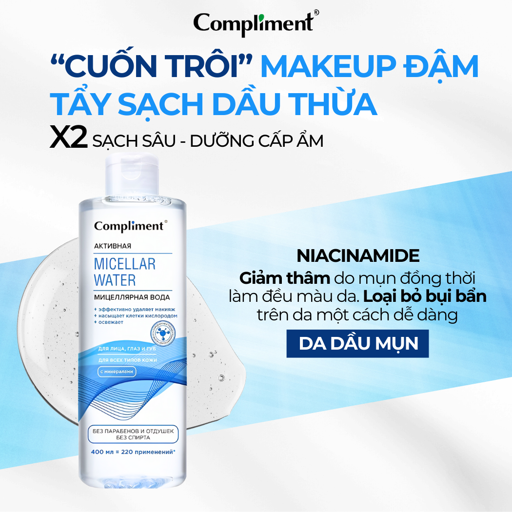 Mô tả Nước Tẩy Trang Compliment 400ml Dành Cho Da Dầu Mụn - 1