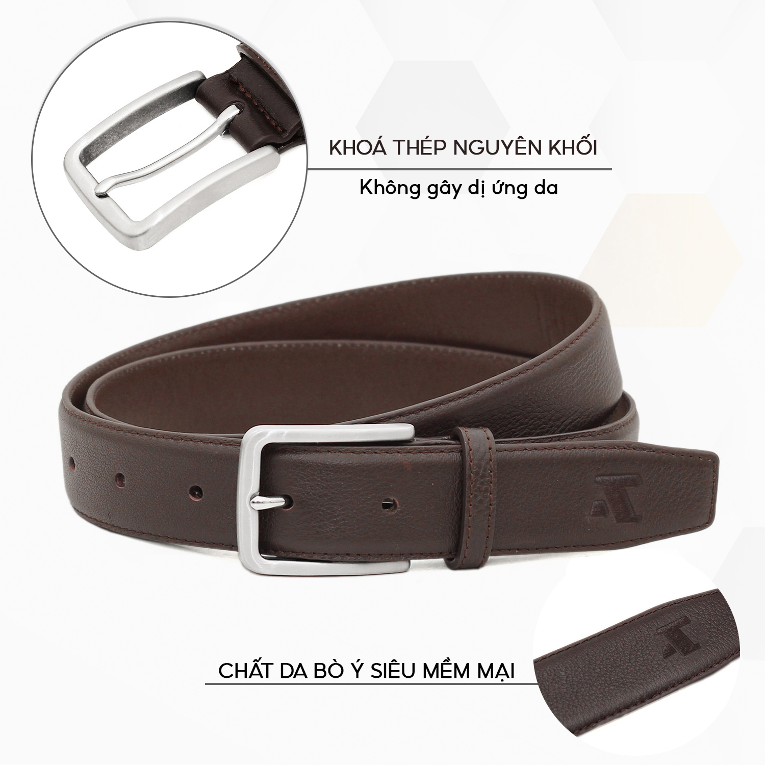 Mô tả Thắt lưng da bò khoá thép MIKT35-01 | Anh Tho Leather - 2