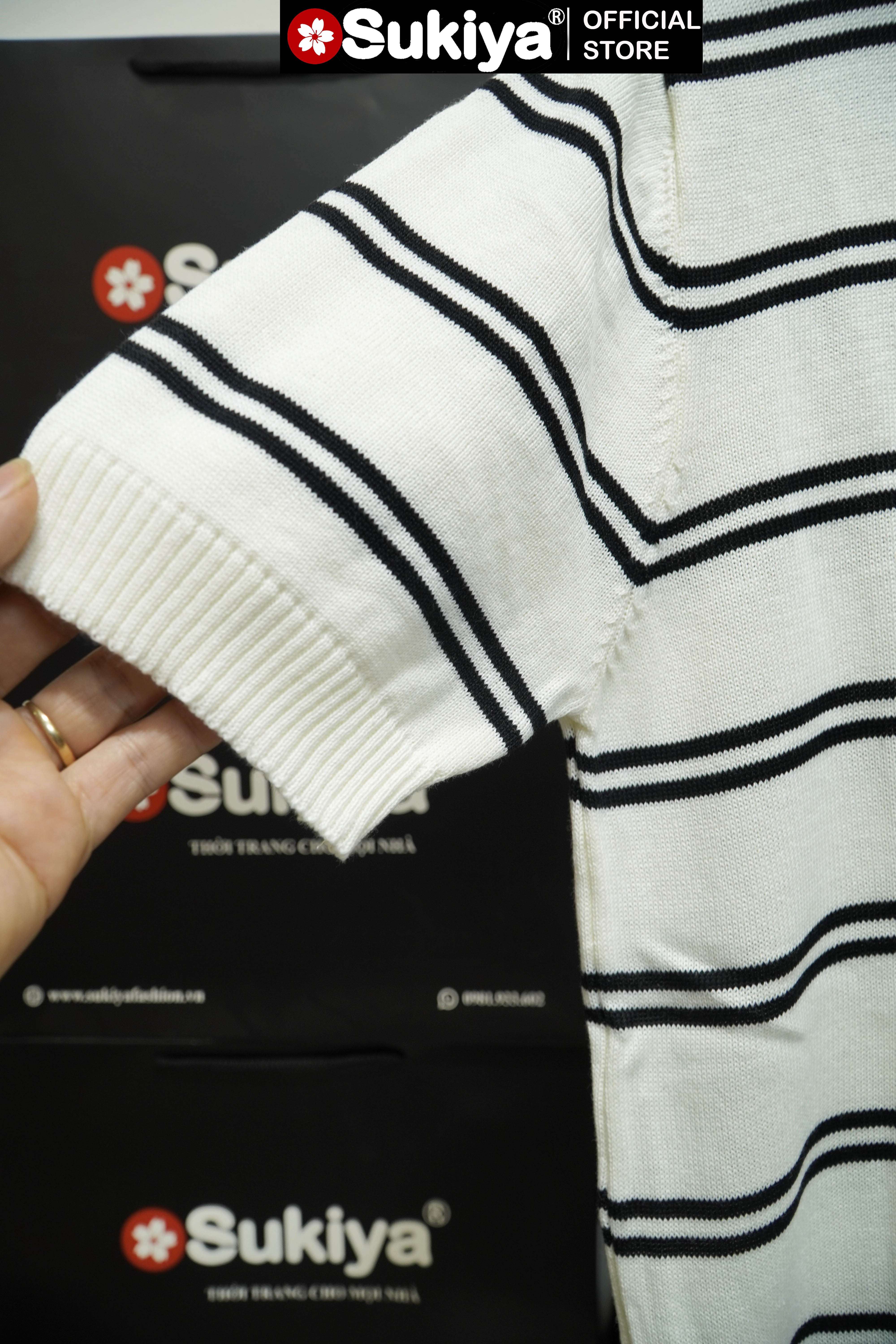 Mô tả Áo Len Dệt Kim Nam SUKIYA Premium Kẻ đôi Len Mát Cotton Thấm Mồ Hôi mùa Hè AL111 - 9