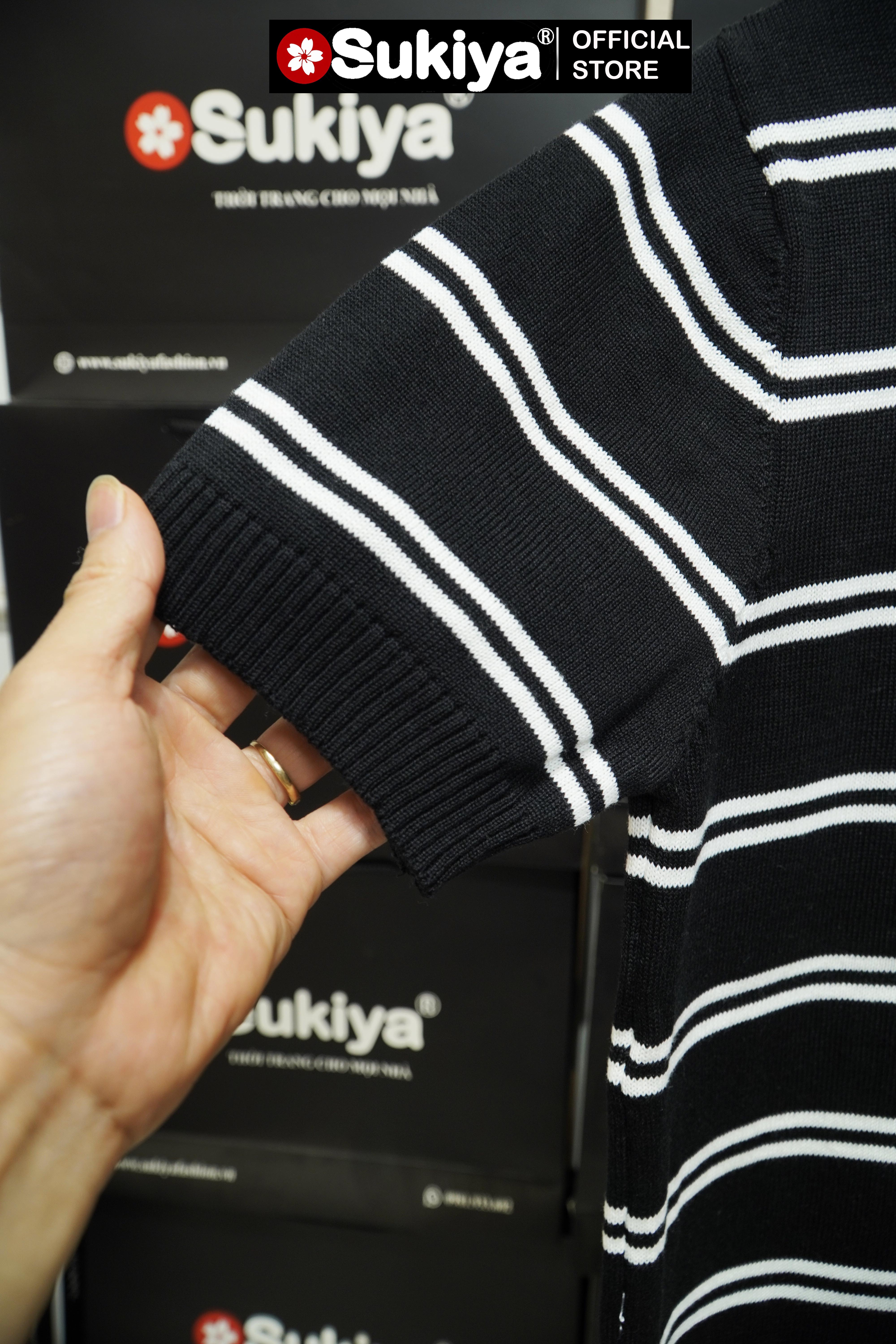 Mô tả Áo Len Dệt Kim Nam SUKIYA Premium Kẻ đôi Len Mát Cotton Thấm Mồ Hôi mùa Hè AL111 - 10