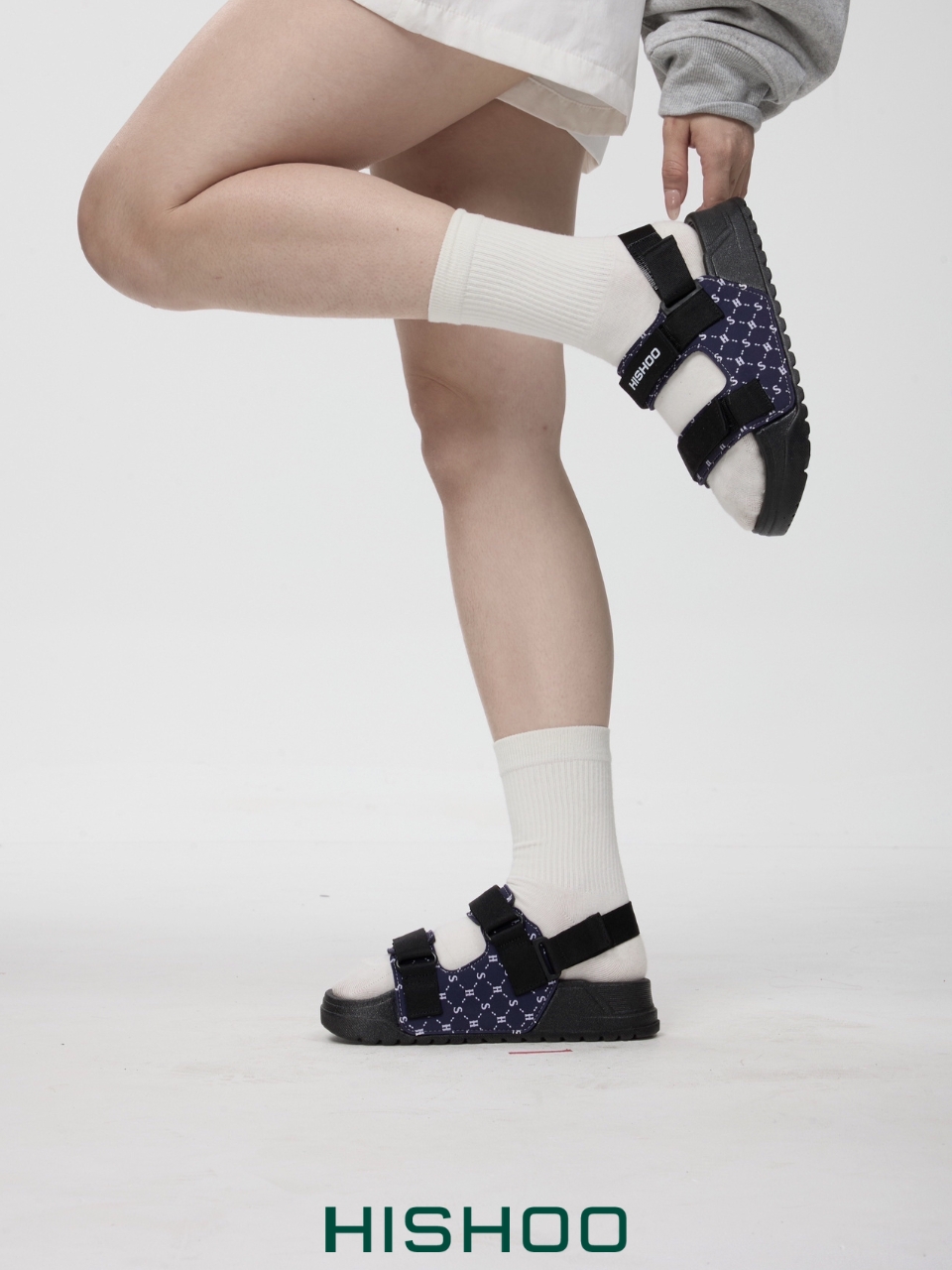 Mô tả Giày Sandal quai ngang XANH DƯƠNG Monogram cao cấp nam, nữ  HISHOO siêu nhẹ thời trang size 34-41 S131 - 7