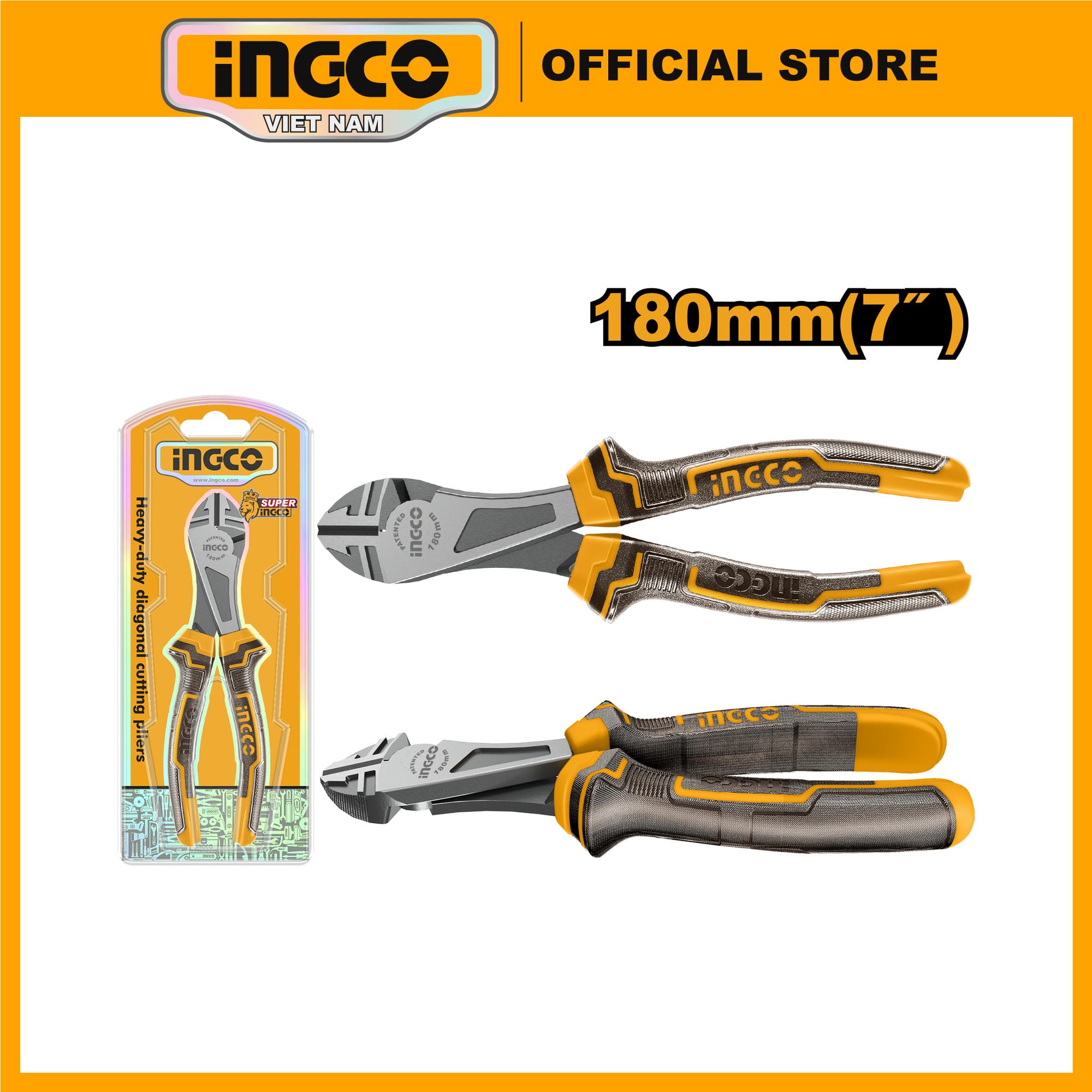 Mô tả Kèm cắt trợ lực 180mm (7 inch) INGCO HHDCP08188 Thép cacbon (#55), tay cầm bọc nhựa - 1
