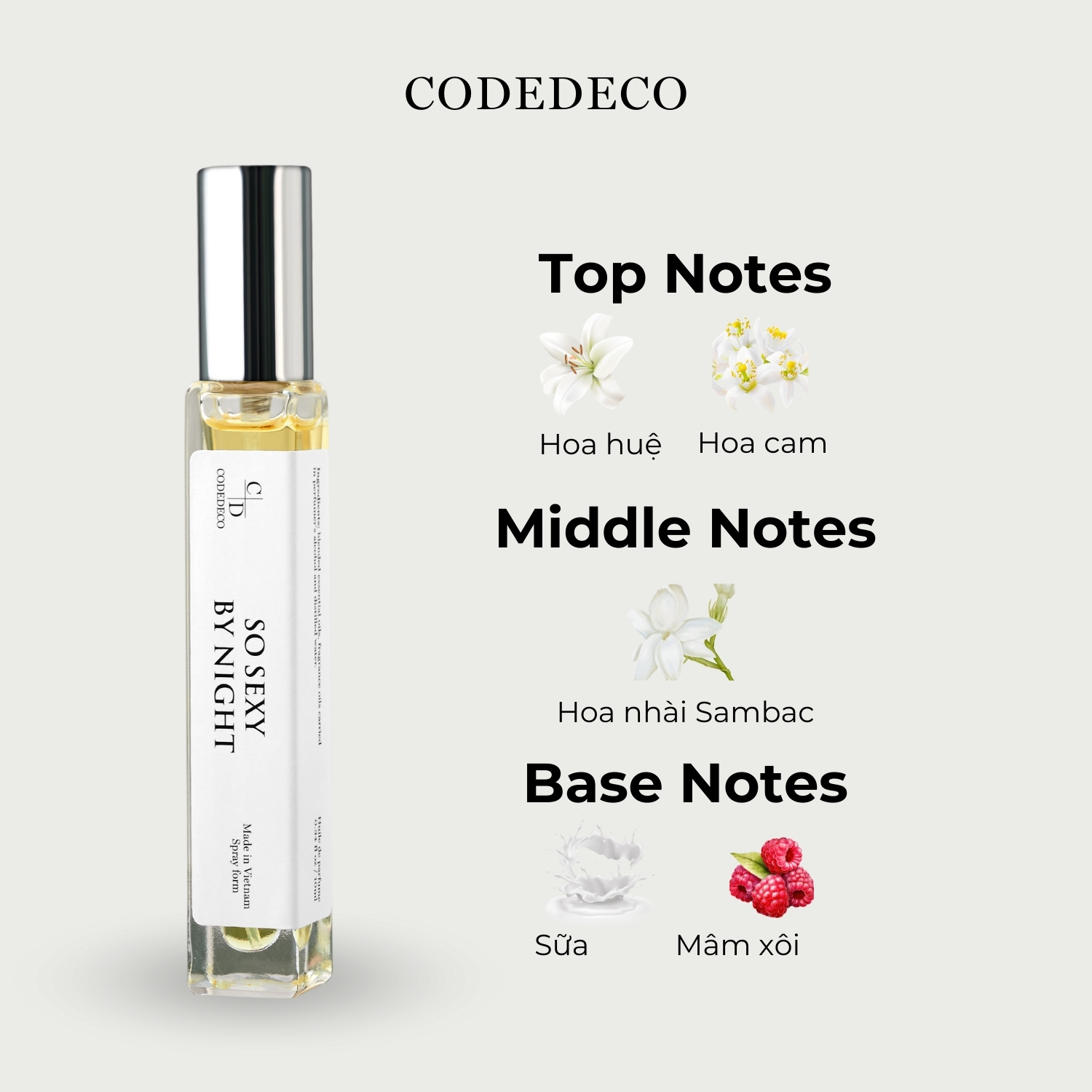 Mô tả 02 chai tinh dầu nước hoa CODEDECO 10ml dạng xịt + 4 vial 2.5 mùi ngẫu nhiên - 1