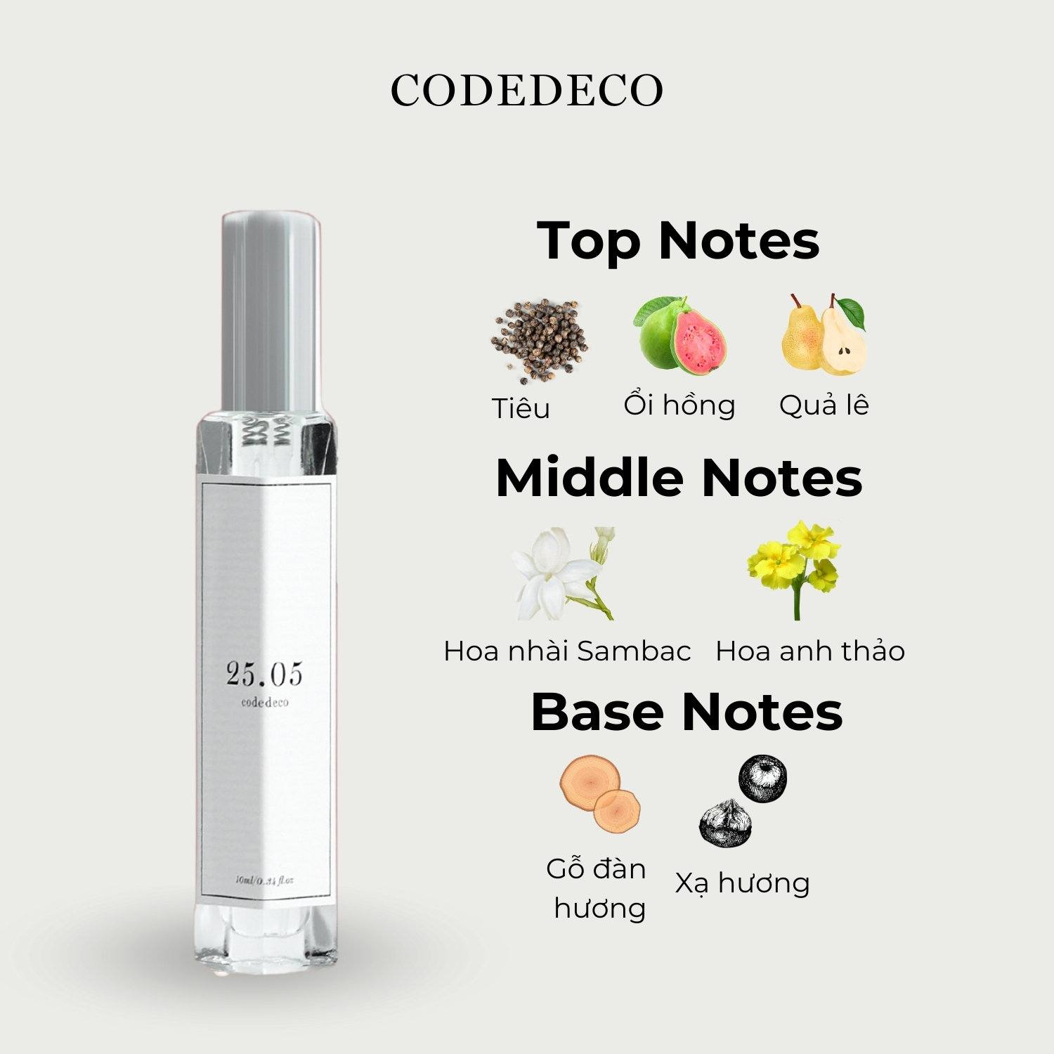 Mô tả 02 chai tinh dầu nước hoa CODEDECO 10ml dạng xịt + 4 vial 2.5 mùi ngẫu nhiên - 6