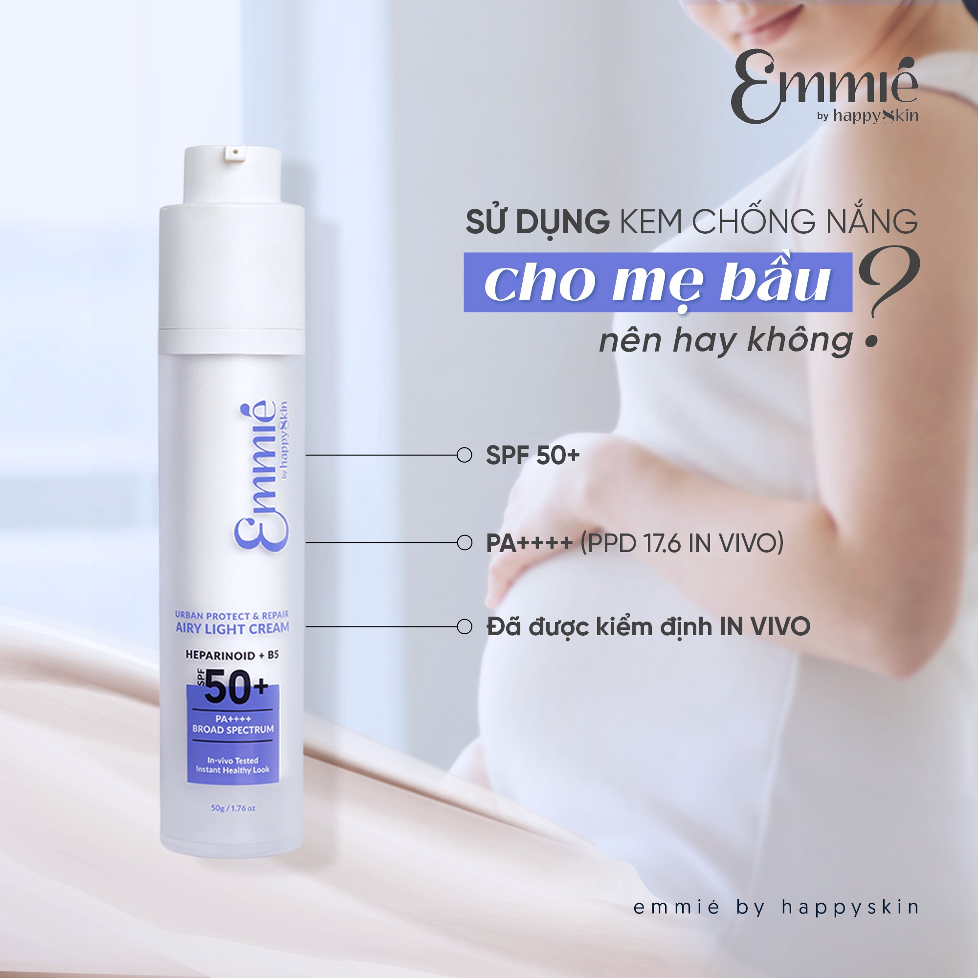 Mô tả Kem Chống Nắng Phục Hồi Urban Protect & Repair Airy Light Cream SPF50+ PA++++ 10ml Emmié By Happyskin - 3