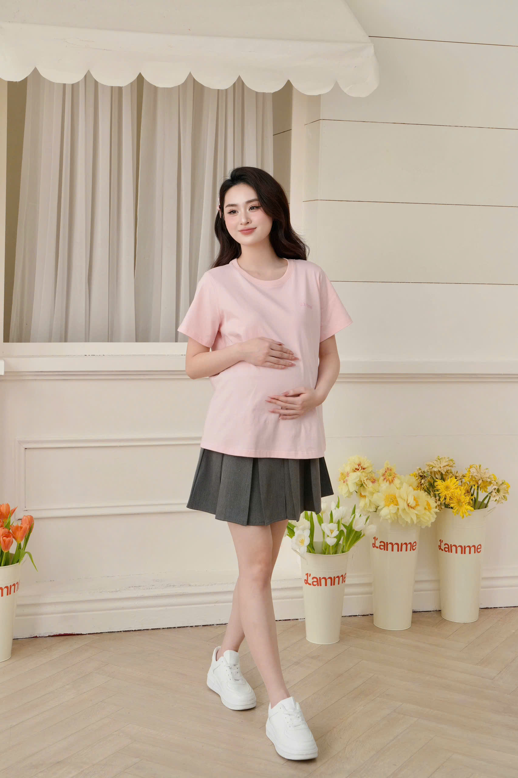Mô tả Áo phông bầu L'amme Tee chất cotton thấm hút mồ hôi mặc được sau sinh by LAMME - 1