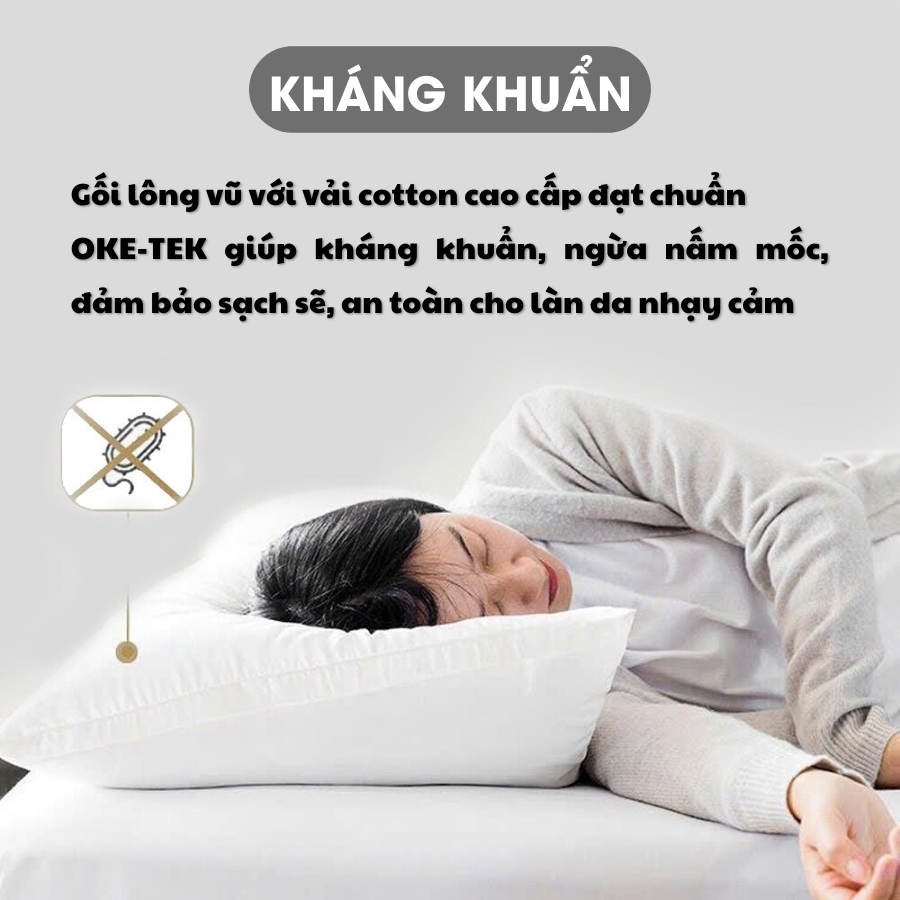Mô tả Gối Ngủ Microfiber Cao Cấp Ruột Gối Lông Vũ Gối Chuẩn Khách Sạn 5 Sao Thiết Kế Sang Trọng Êm Ái Mềm Mại Chuẩn Oeko-Tek - 6