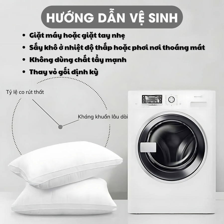 Mô tả Gối Ngủ Microfiber Cao Cấp Ruột Gối Lông Vũ Gối Chuẩn Khách Sạn 5 Sao Thiết Kế Sang Trọng Êm Ái Mềm Mại Chuẩn Oeko-Tek - 8