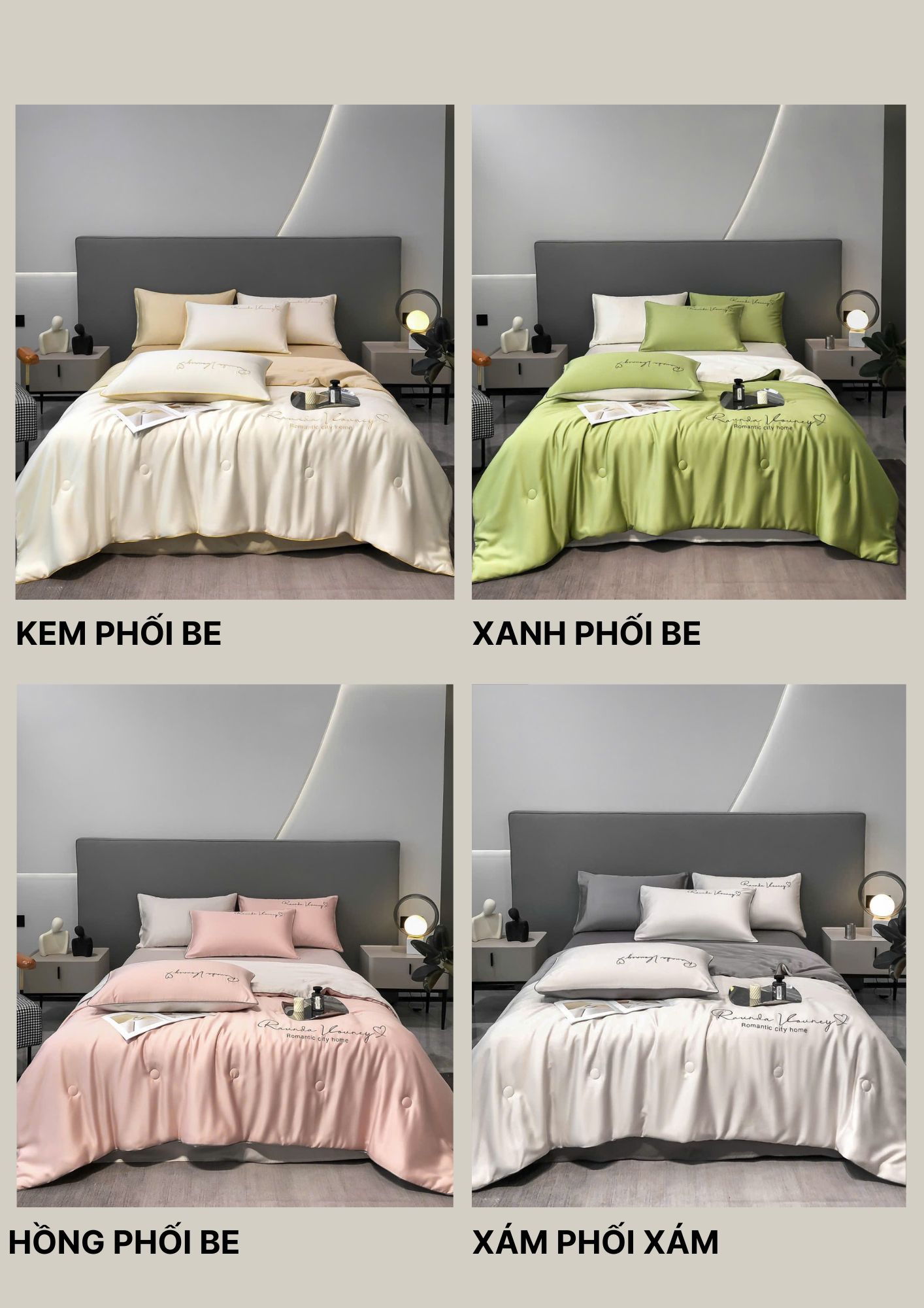 Mô tả Bộ ga giường 5 món He thong NEM cao cấp Set drap giường chăn ga gối phi lụa thái trải phủ giường mát lạnh mùa hè - 2