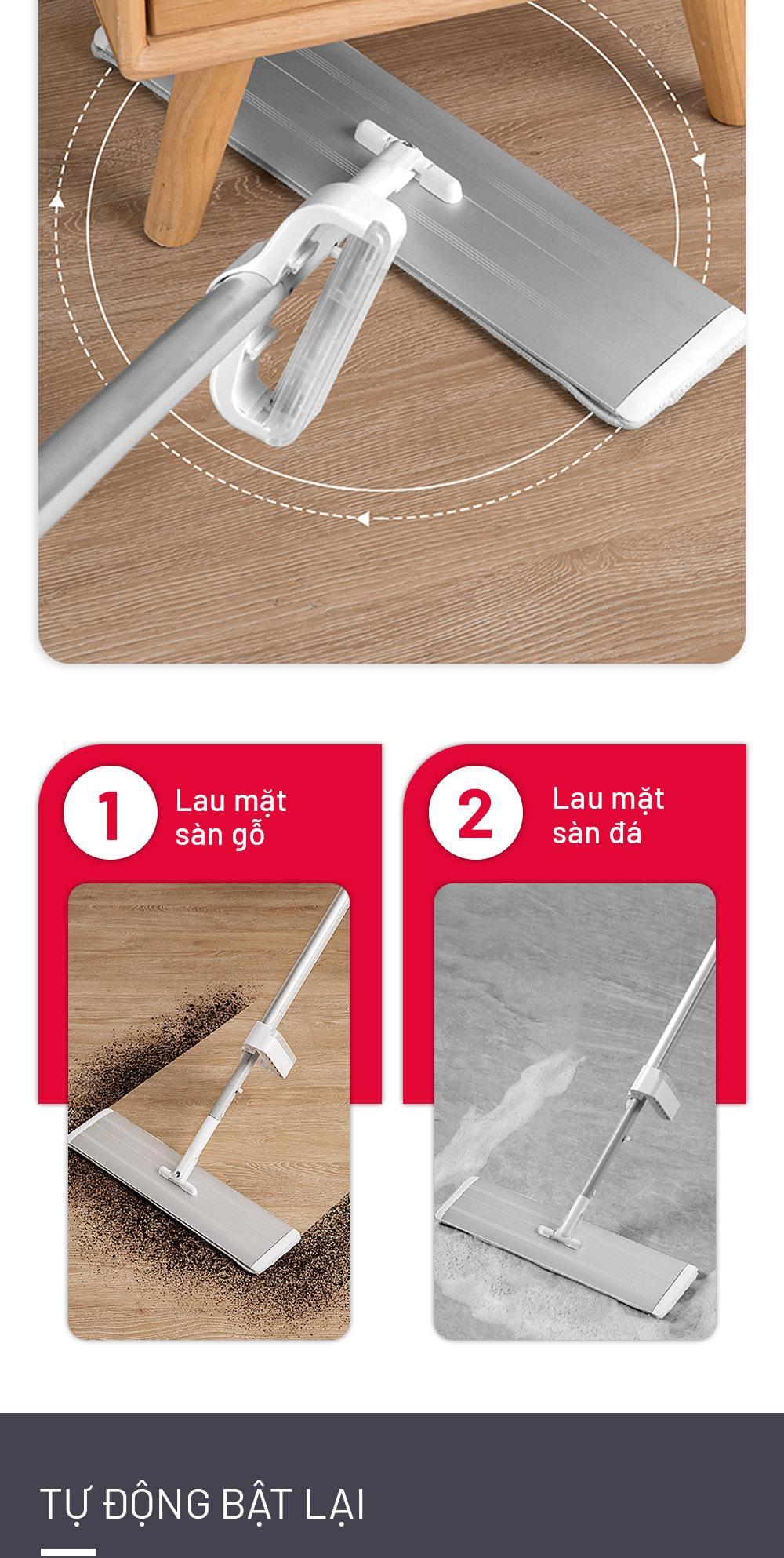 Cây lau nhà Parroti Magic MG02 bàn lau lớn