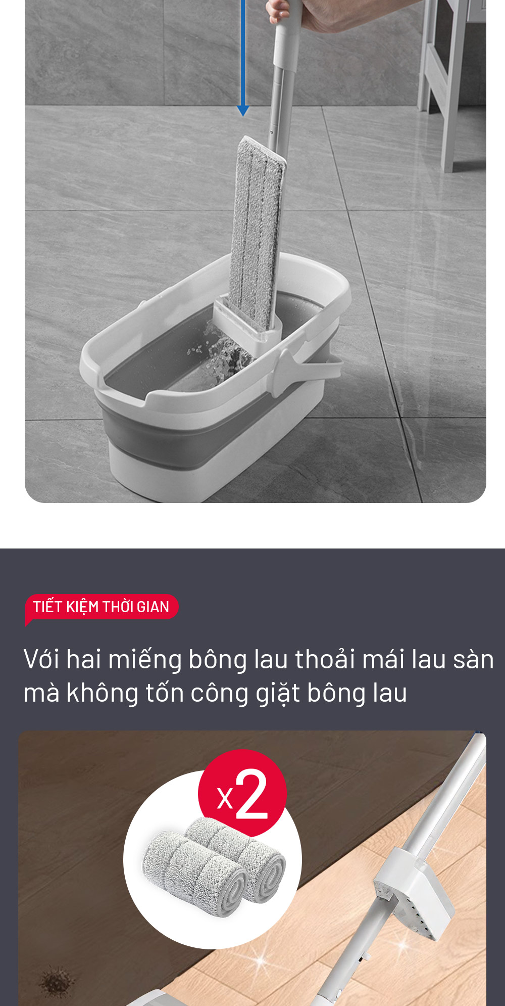 Mô tả Cây lau nhà tự vắt xoay 360 độ, chổi lau nhà thông minh, Cây lau nhà công nghiệp cỡ lớn  Parroti Magic - MG02 - 8
